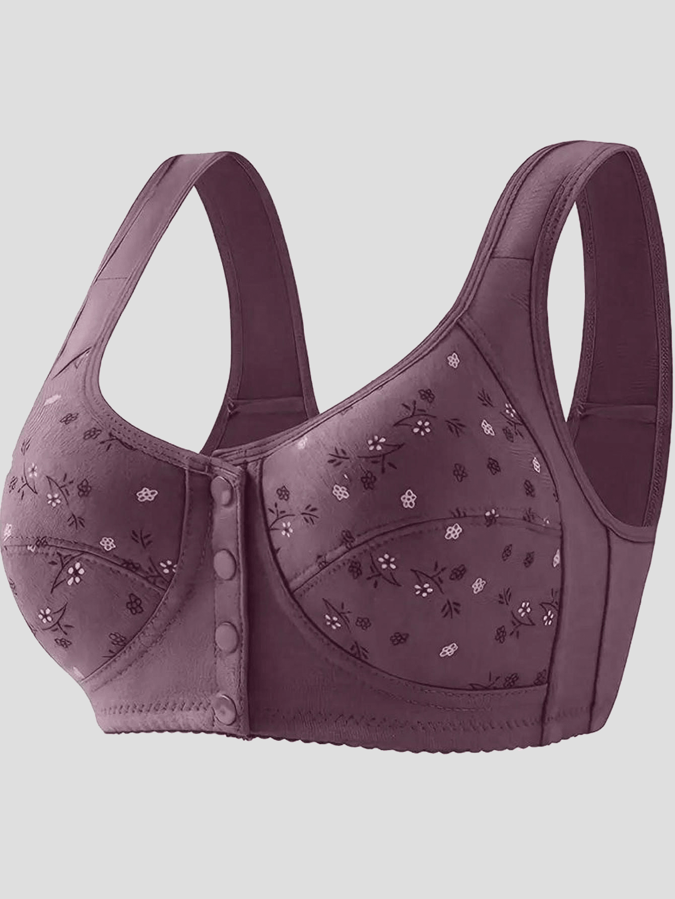Wireless Front Button Design Seamless Push-Up Bra, Lingerie