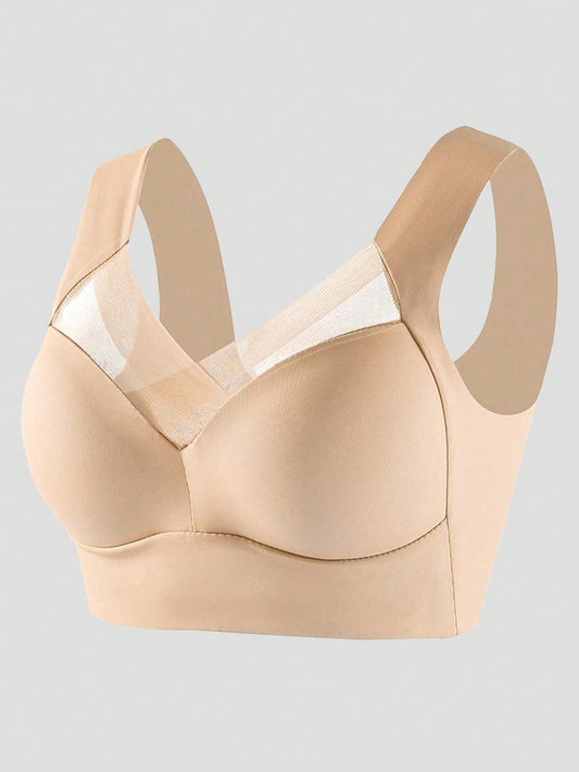 Women Seamless Solid Sports Bra, Wireless, For Everyday Wear