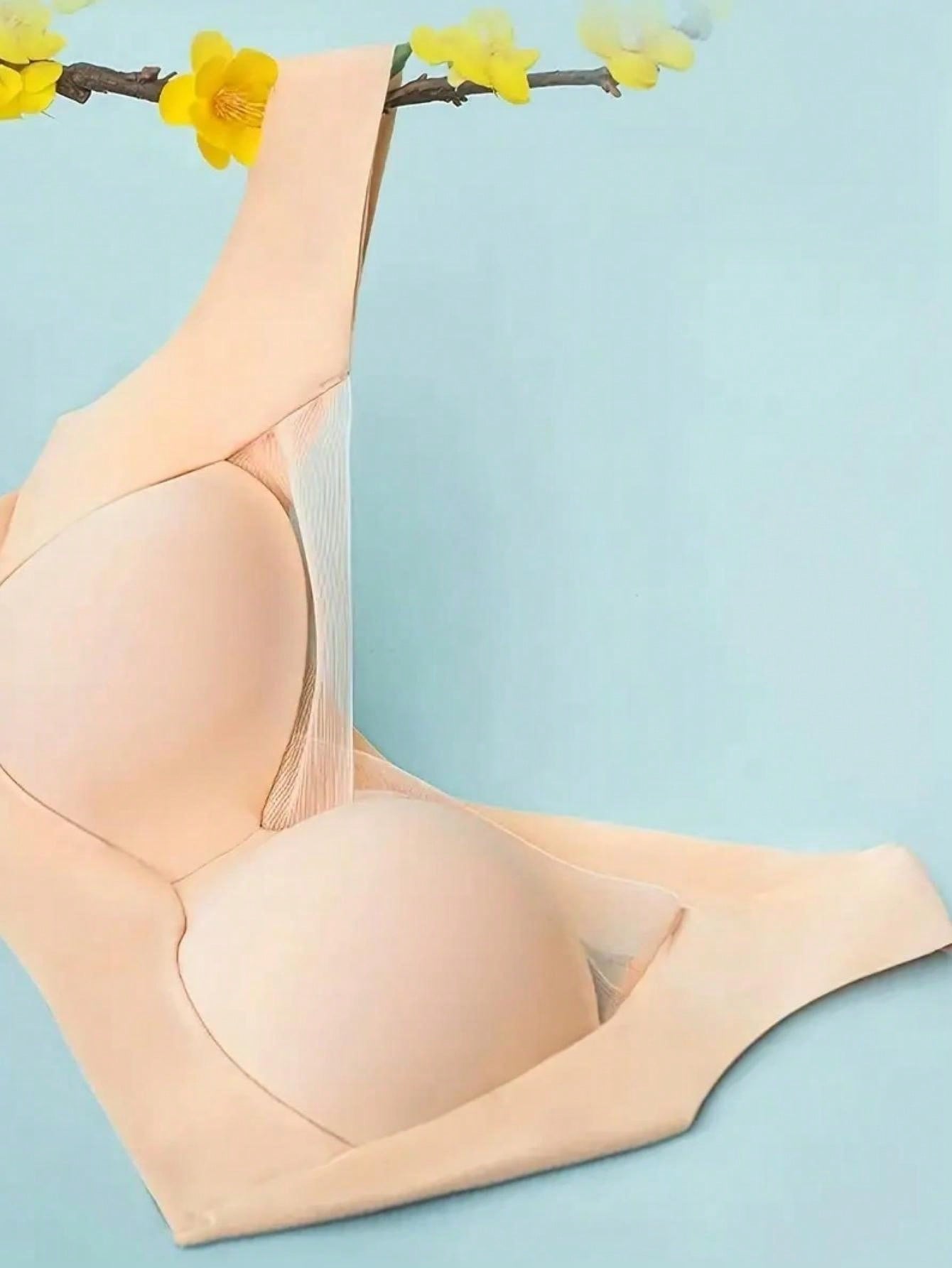 Women Seamless Solid Sports Bra, Wireless, For Everyday Wear