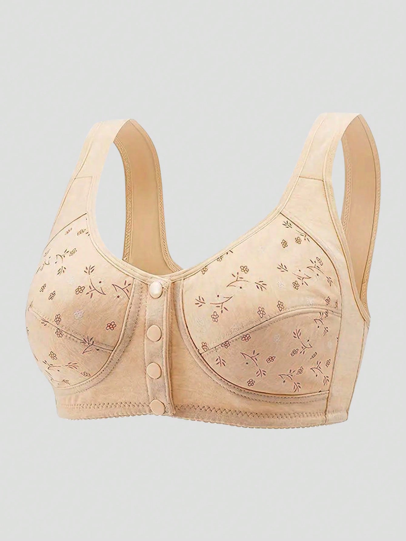 Wireless Front Button Design Seamless Push-Up Bra, Lingerie