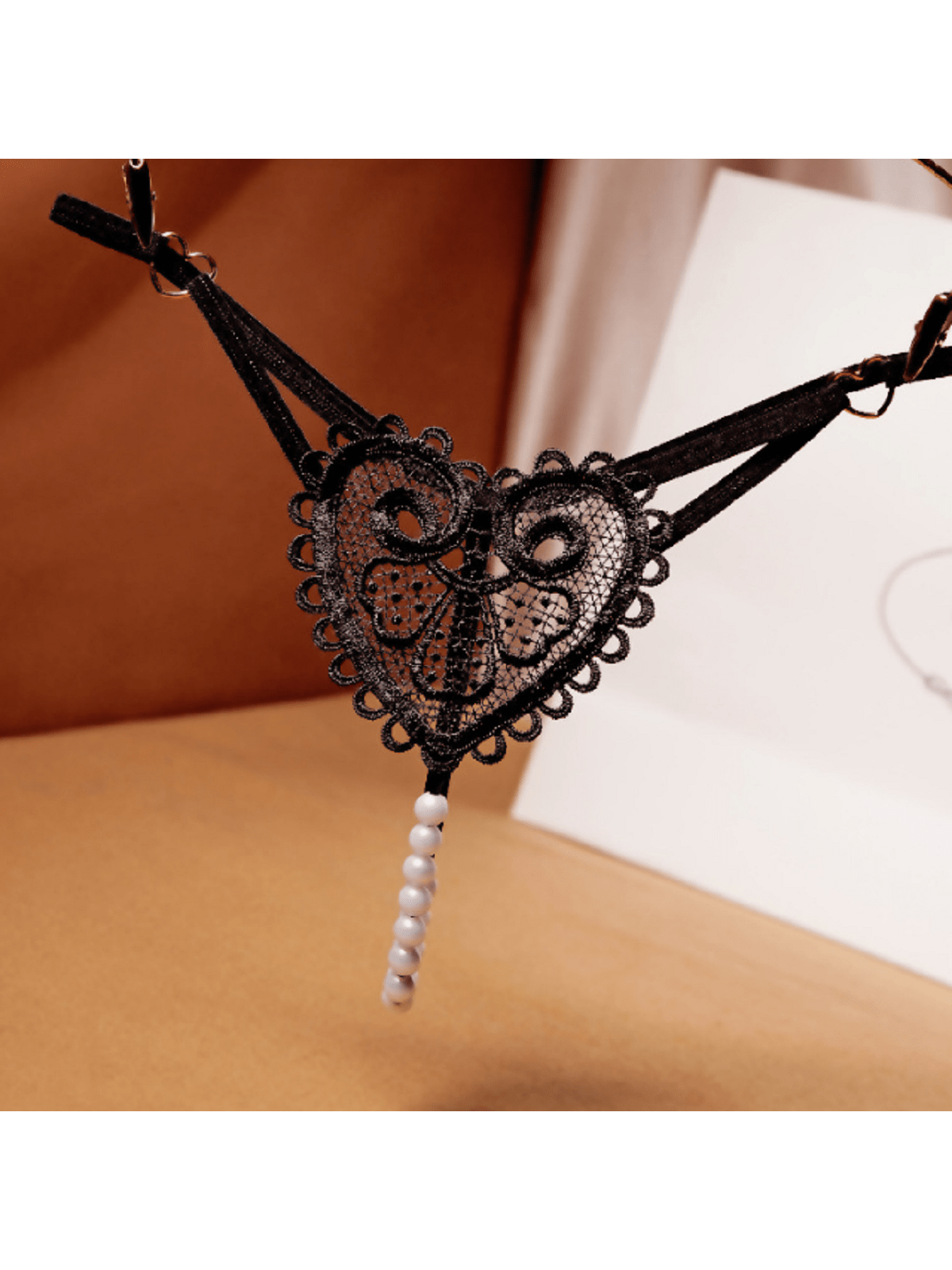 Sexy Heart Shaped Embroidery Pearl Massage New Hot Women Sexy Thong