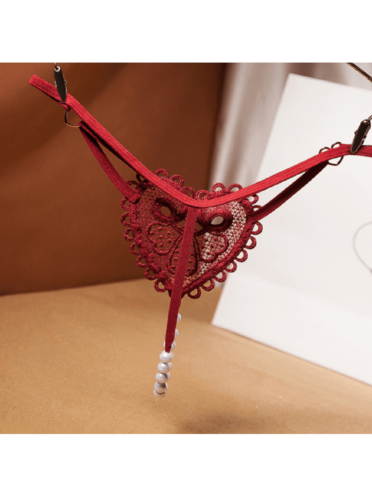 Sexy Heart Shaped Embroidery Pearl Massage New Hot Women Sexy Thong