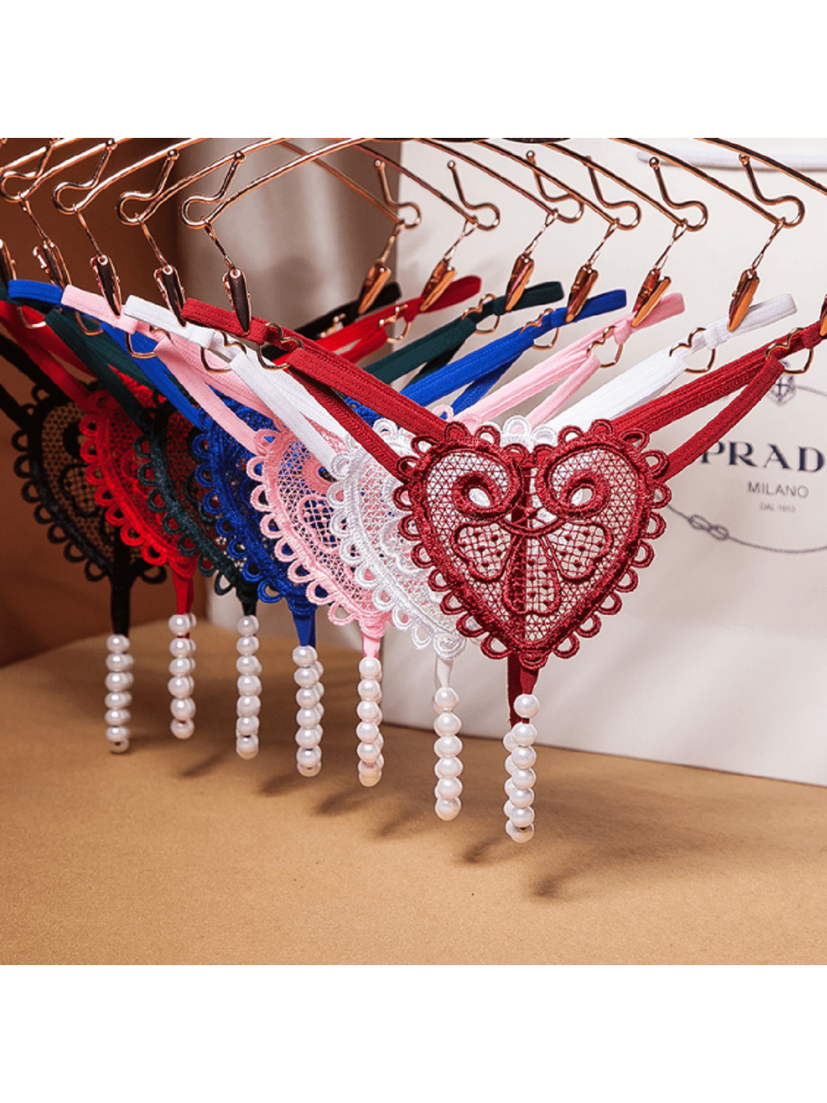 Sexy Heart Shaped Embroidery Pearl Massage New Hot Women Sexy Thong