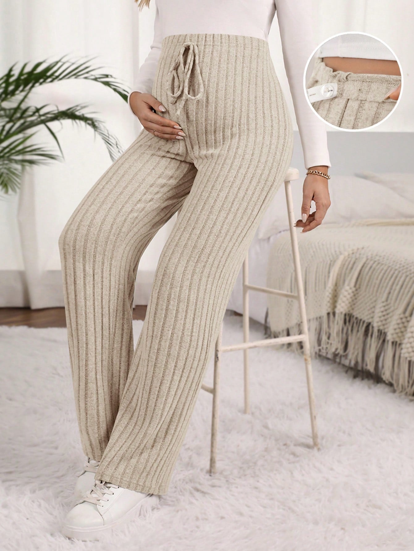 Maternity High Waisted Ribbed Pants