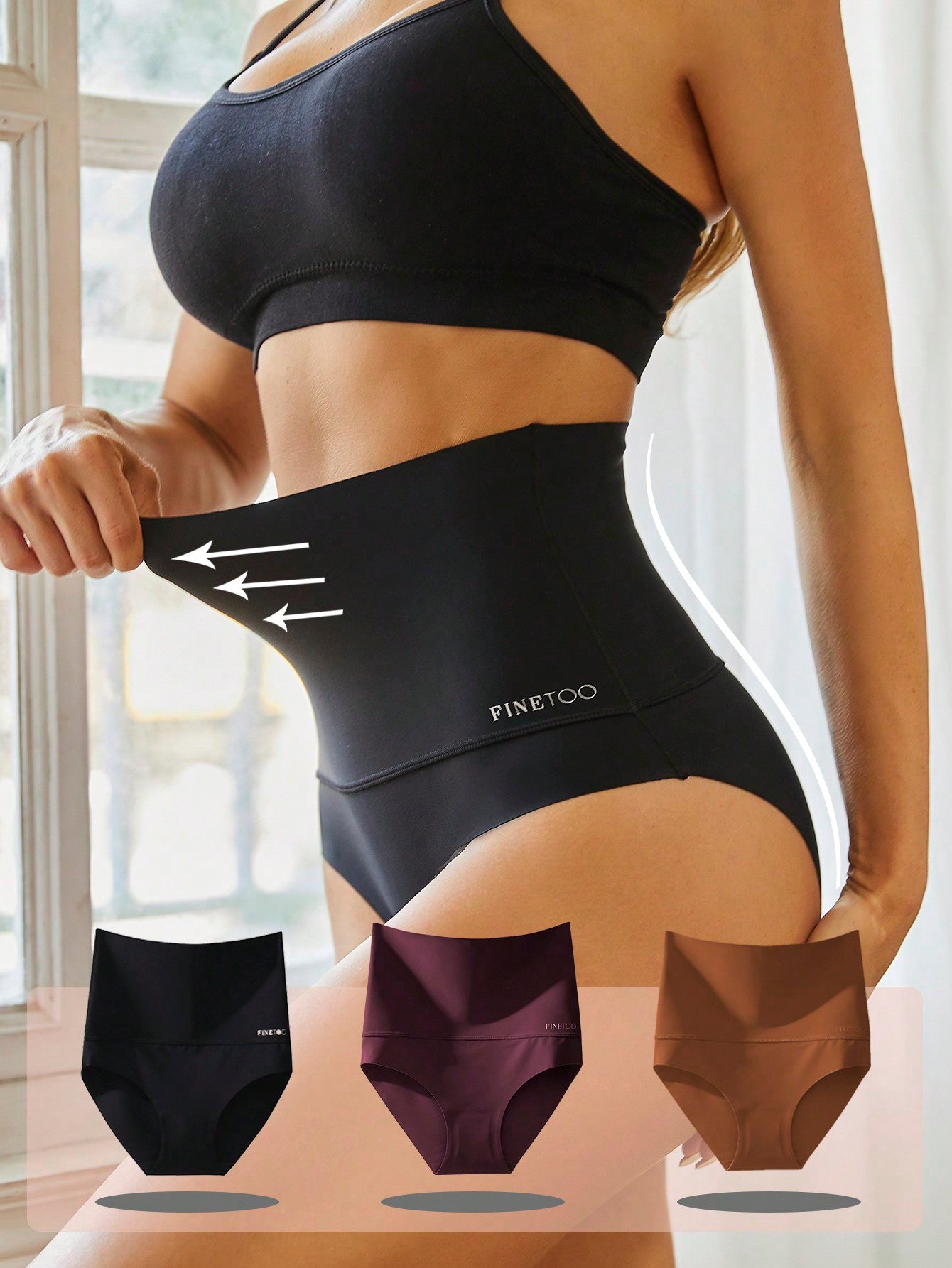 3pcs/Set Women's High Waist Seamless Tummy Control Panties