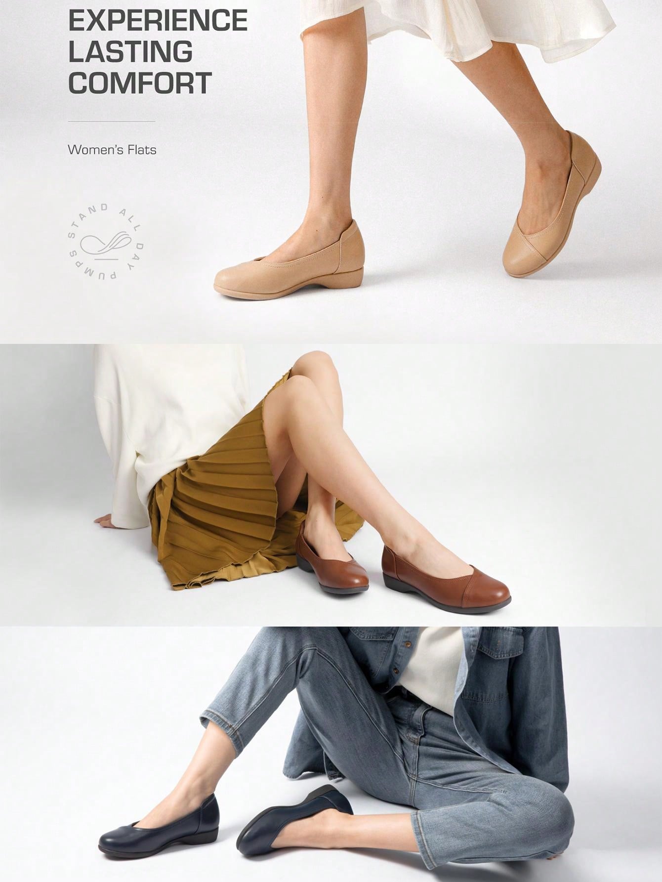 Women's Flats  Comfortable Arch Support Slip-On Business Office Casual Dress Wearables With 3D Molded Insole Ballet  Flats Shoe