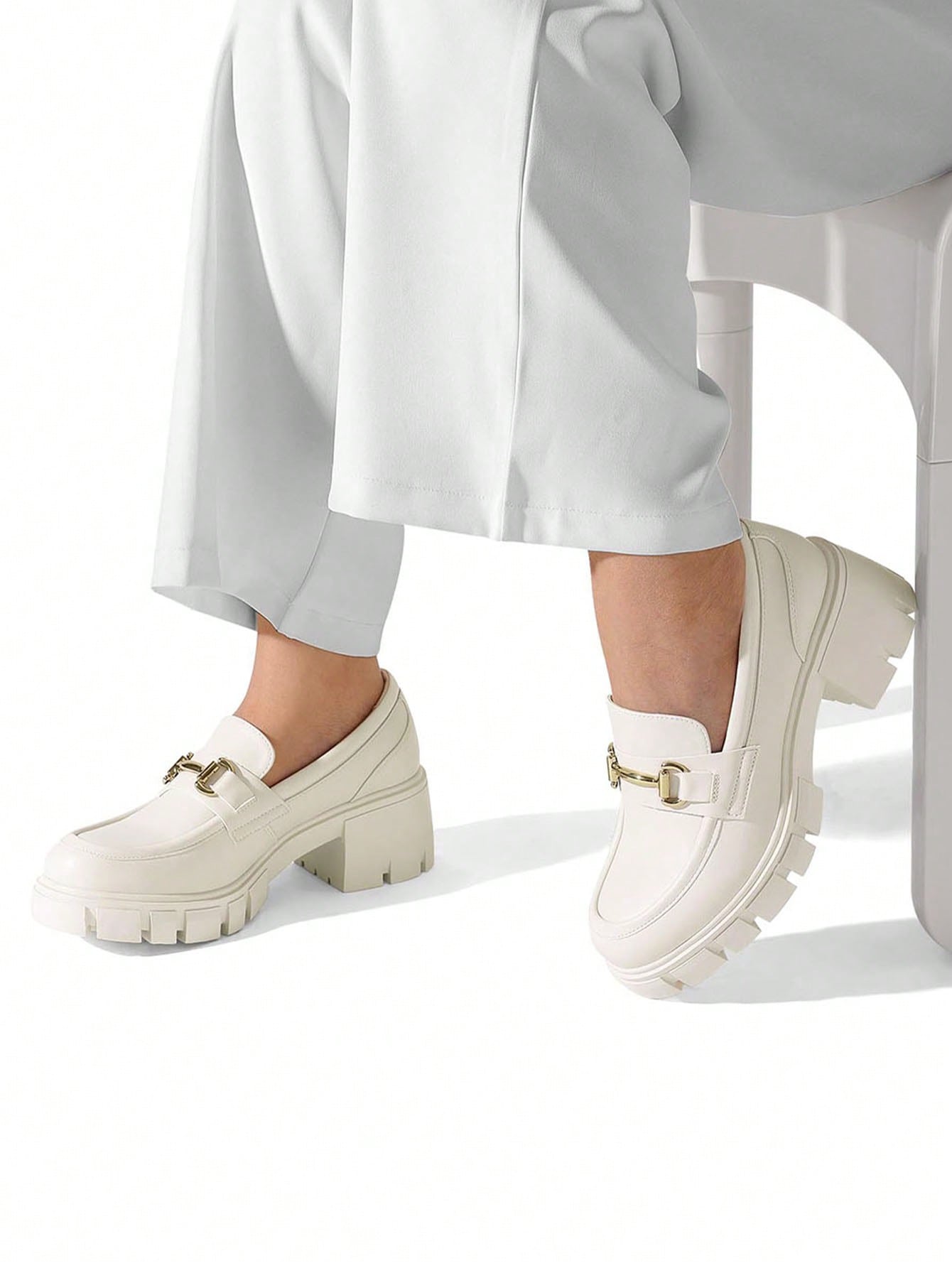 Women's Loafers Platform Chunky Loafers & Slip On Casual Leather Shoes