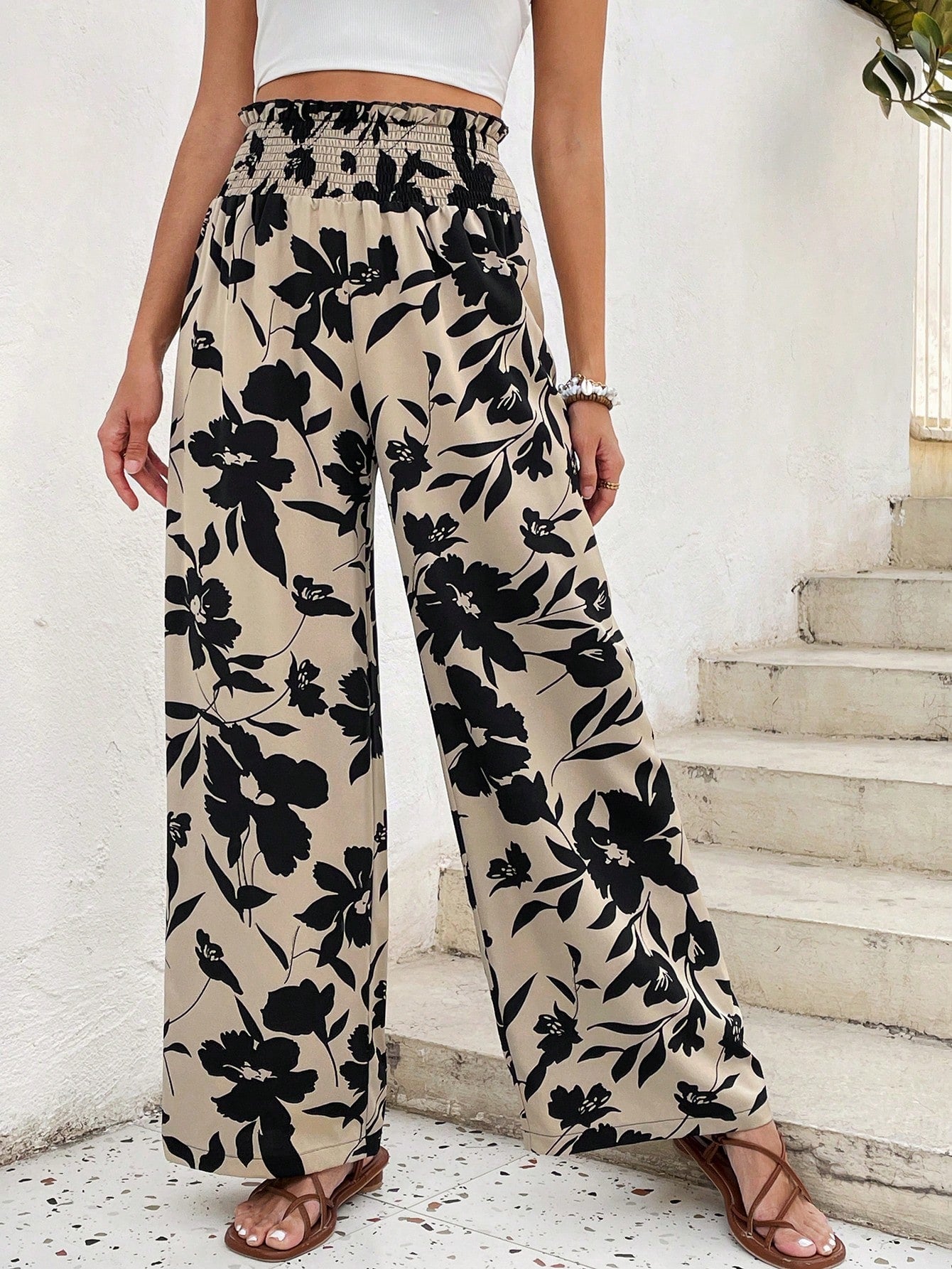 Holidaya Ditsy Floral Print Wide Leg Pants