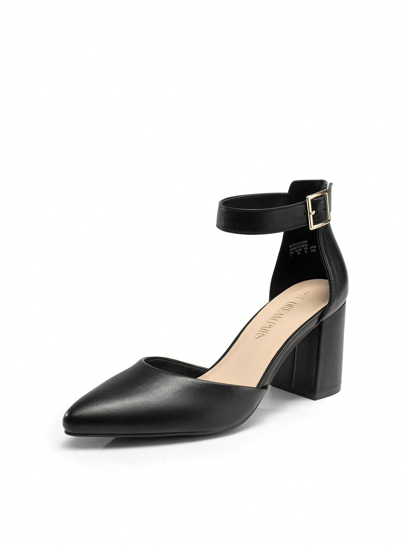 Women's Classic Closed Pointed Toe High Chunky Ankle Strap Heels Pumps  Dress Shoes Fashionable And Elegant For Wedding Office Party, 3 Inches