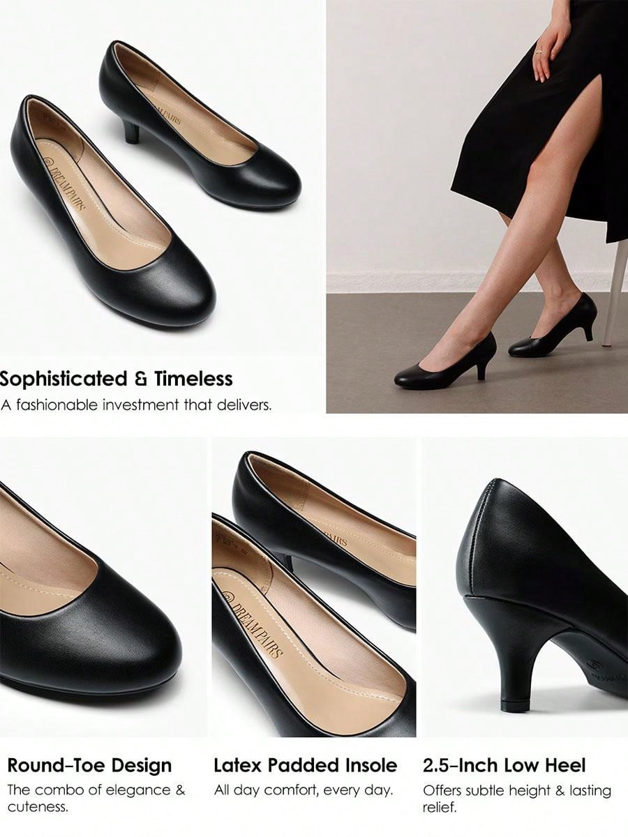 Women's Low Heel Court Pumps Solid Color Elegant Bridal Wedding Shoes