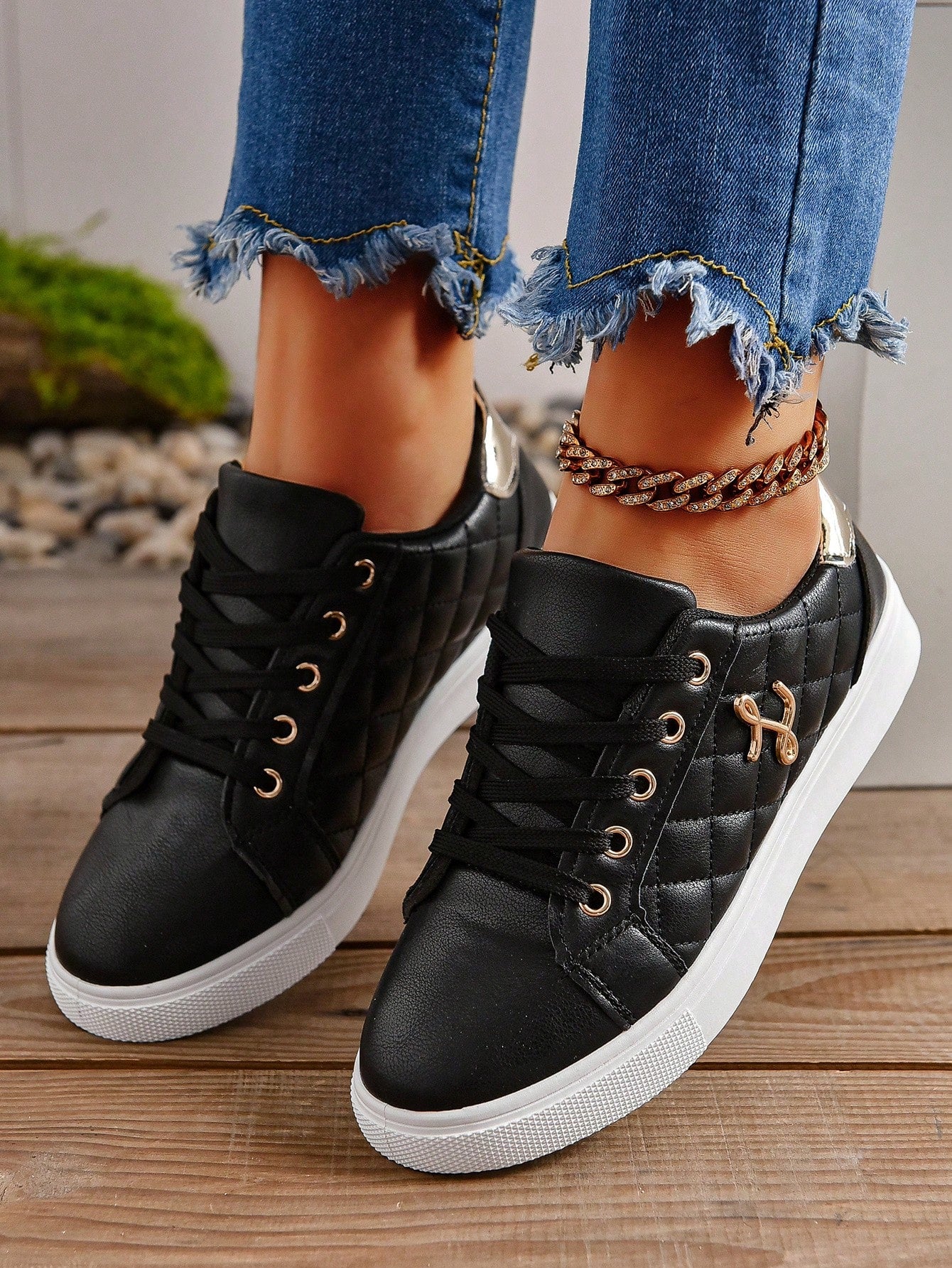 Spring/Summer/Autumn White Lace-Up Versatile Lightweight Shoes - Soft Bottom Sports Shoes - All-Match Casual Shoes - Student Shoes - Uncommon Personality - Women's Flat Shoes, Shoes For Women