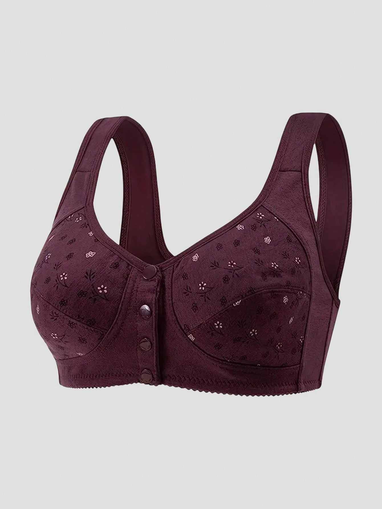 Wireless Front Button Design Seamless Push-Up Bra, Lingerie