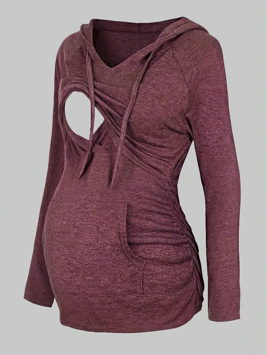 Maternity Long Sleeve Hooded Nursing Clothes