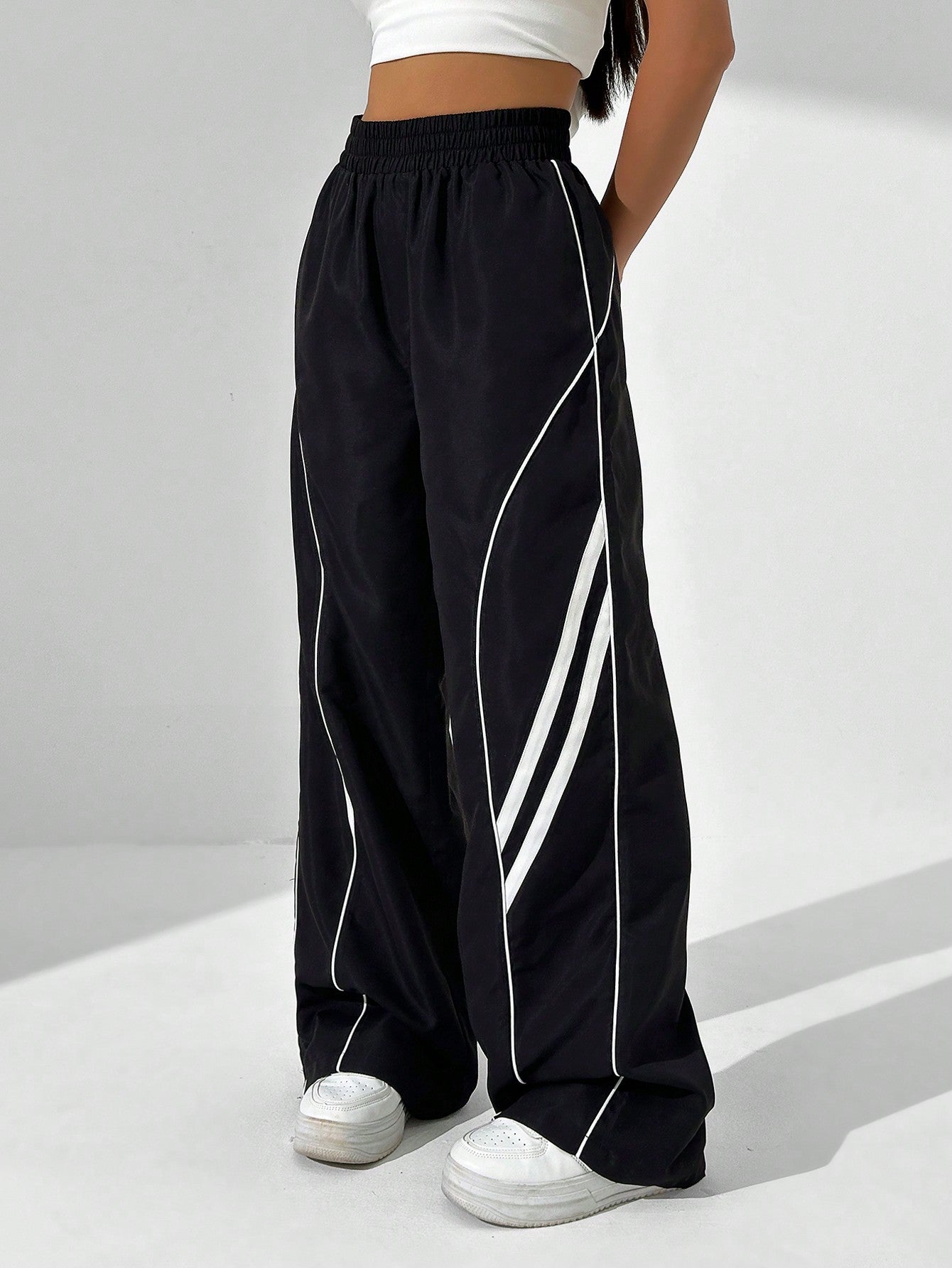 HypeZone Women's Casual Colorblock Patchwork Long Pants