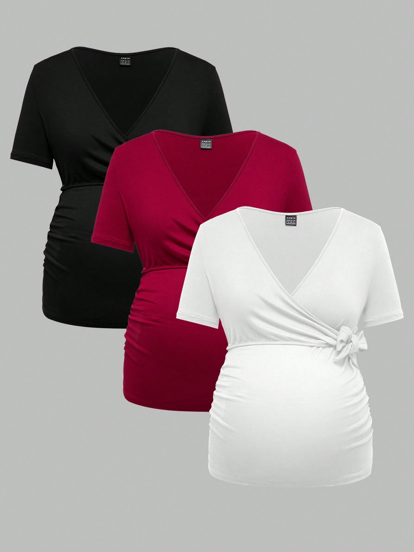 Modmama Maternity Summer Urban Leisure Nursing Apparel V-Neck Crisscross Front Short Sleeve Bodycon Pregnancy T-Shirt