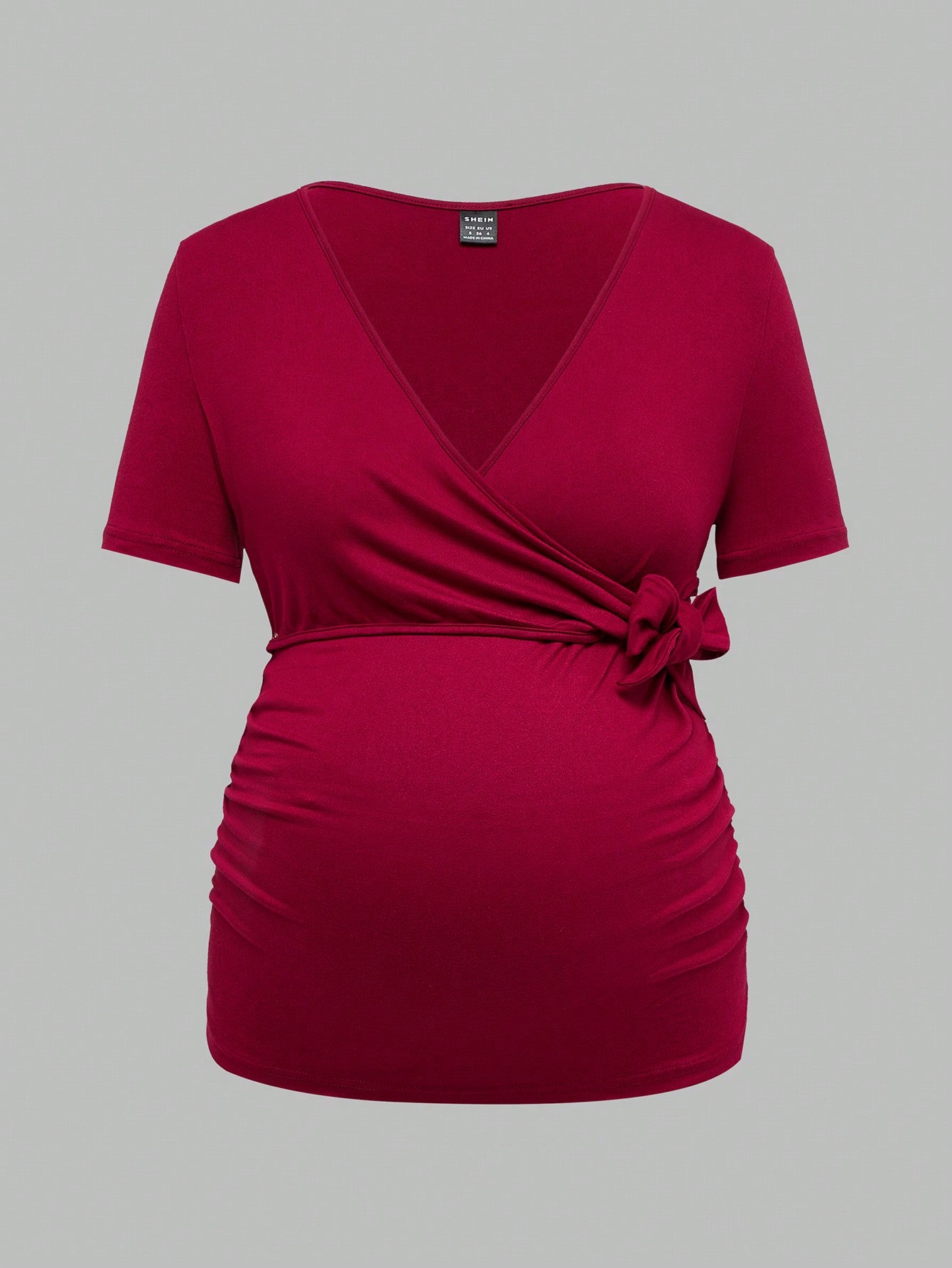 Modmama Maternity Summer Urban Leisure Nursing Apparel V-Neck Crisscross Front Short Sleeve Bodycon Pregnancy T-Shirt