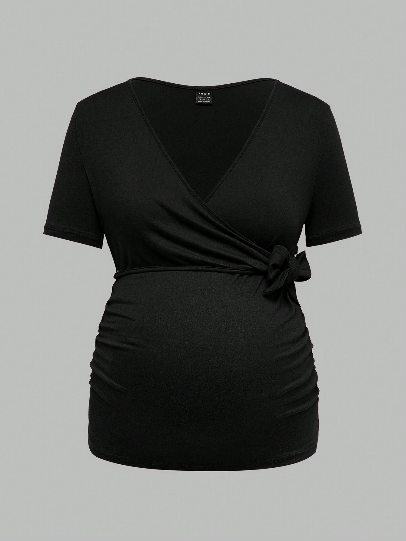 Modmama Maternity Summer Urban Leisure Nursing Apparel V-Neck Crisscross Front Short Sleeve Bodycon Pregnancy T-Shirt