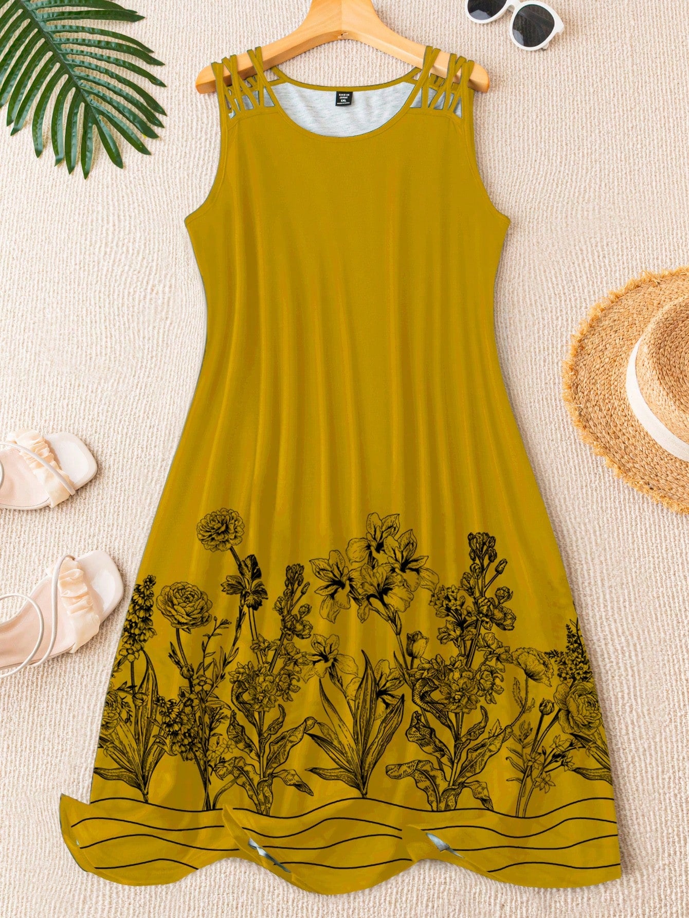 LUNE Plus Size Women Fashionable Summer Elegant Printed Sleeveless Dress