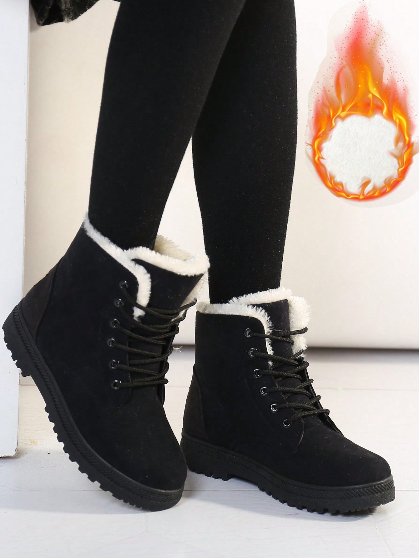 Women's Short Snow Boots, Size 35-44, Warm, Anti-Slip, Round Toe, Plus Size, Lightweight, High-Top, Flat Heels, Casual Mid-Aged Female Shoes