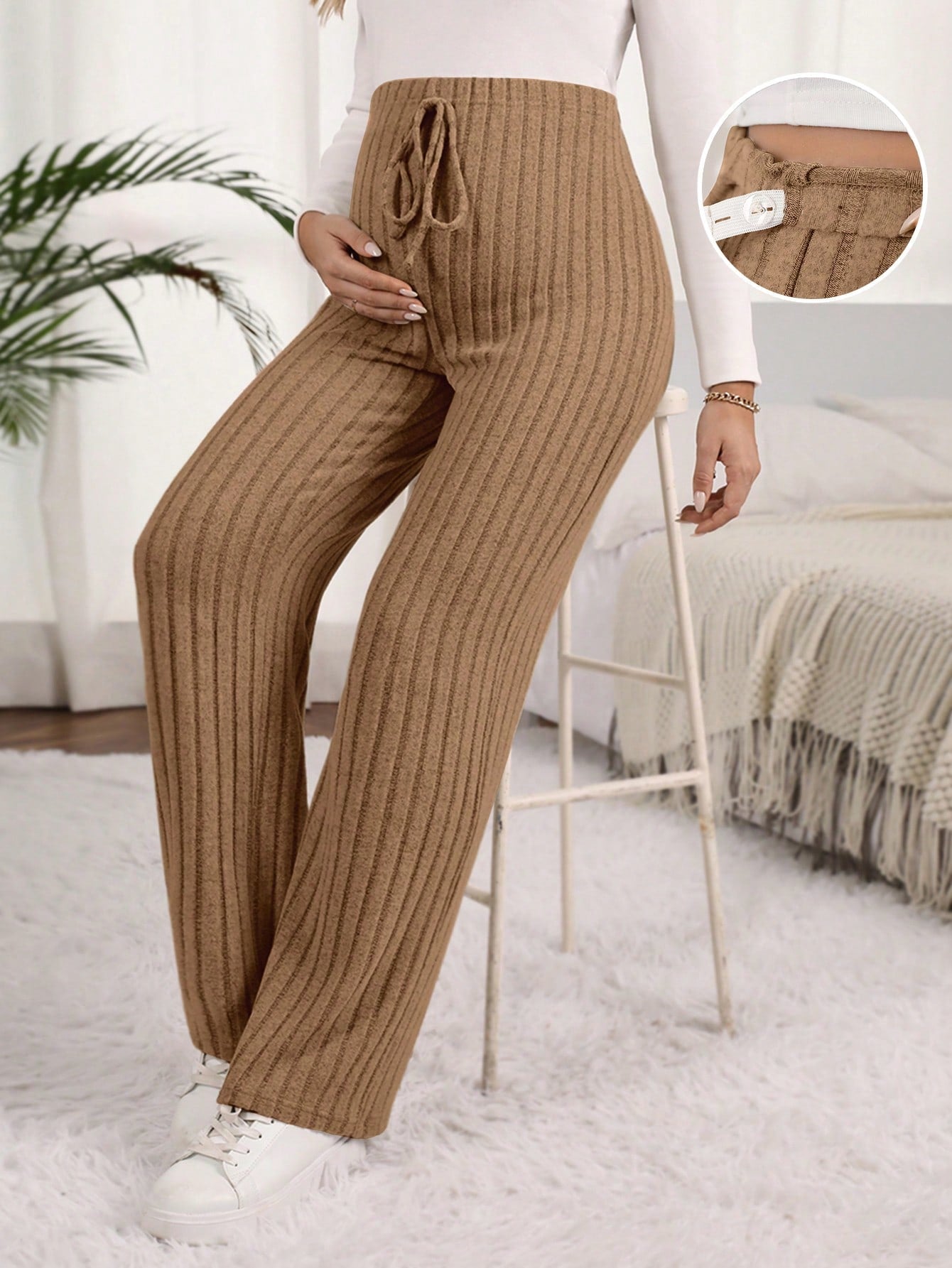 Maternity High Waisted Ribbed Pants