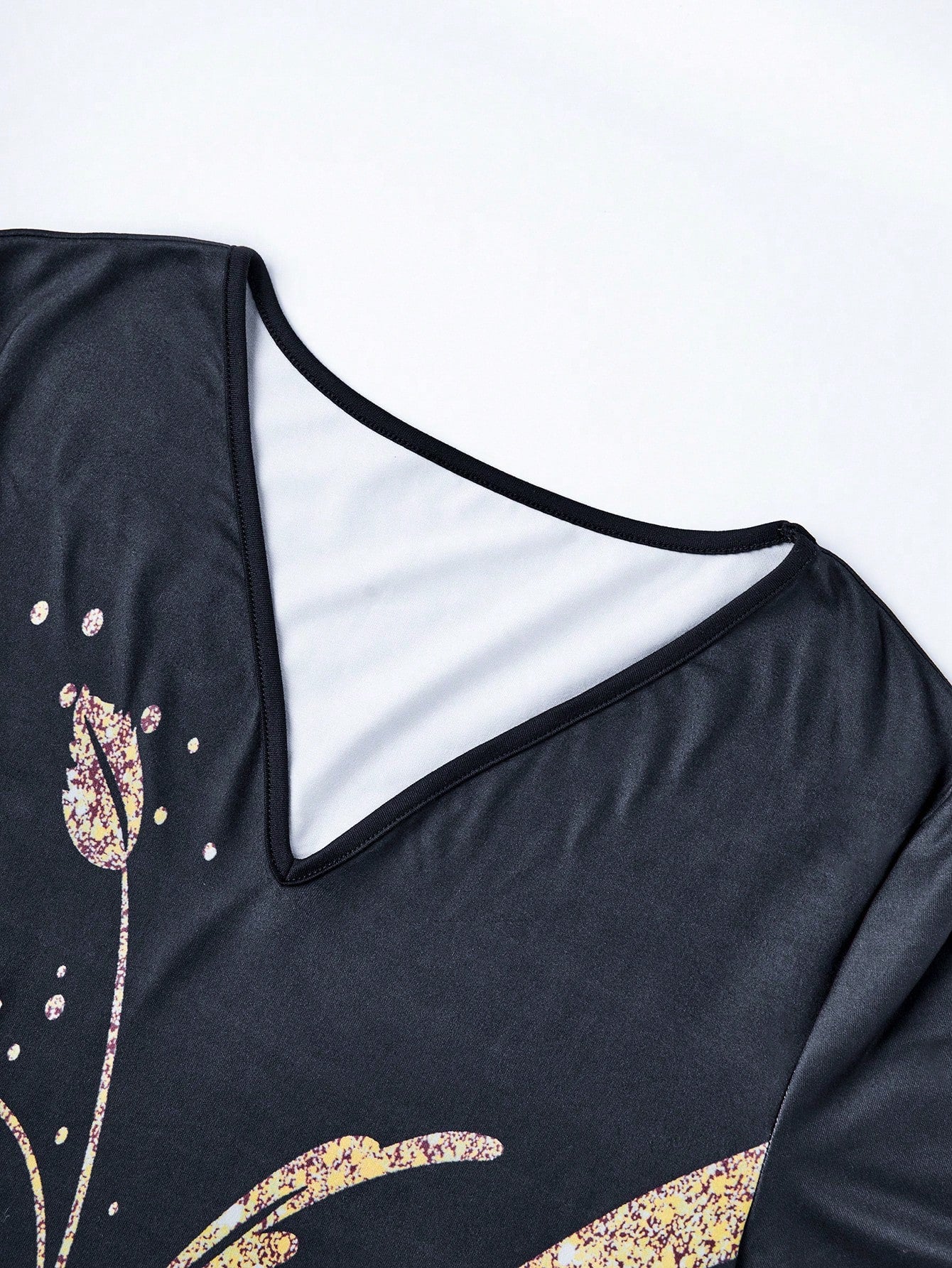 LUNE Plant Print Color Block V-Neck Mermaid Dress Maxi Women Outfit