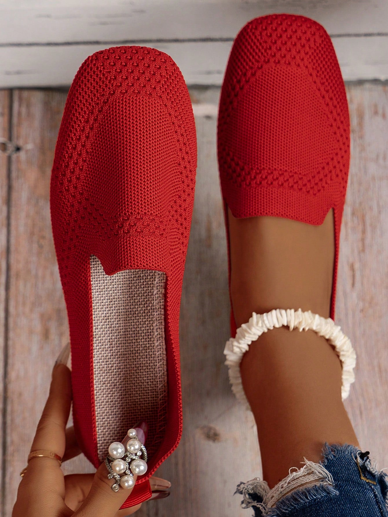 Outdoor Fashion Square Toe Breathable Women's Flat Shoes