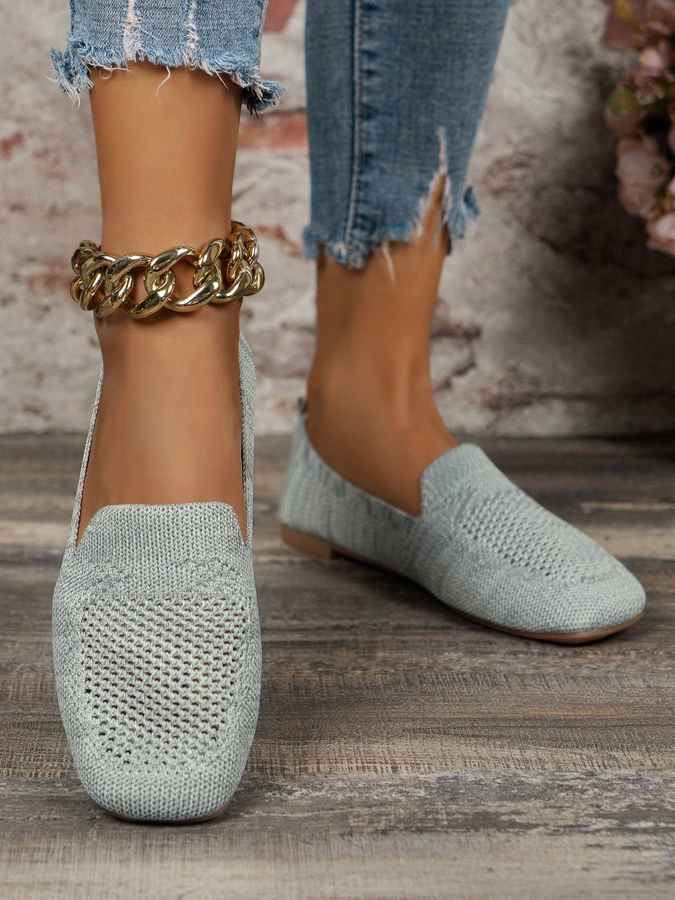 Outdoor Fashion Square Toe Breathable Women's Flat Shoes