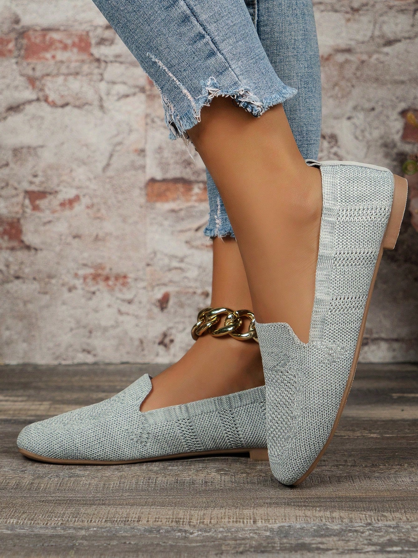 Outdoor Fashion Square Toe Breathable Women's Flat Shoes