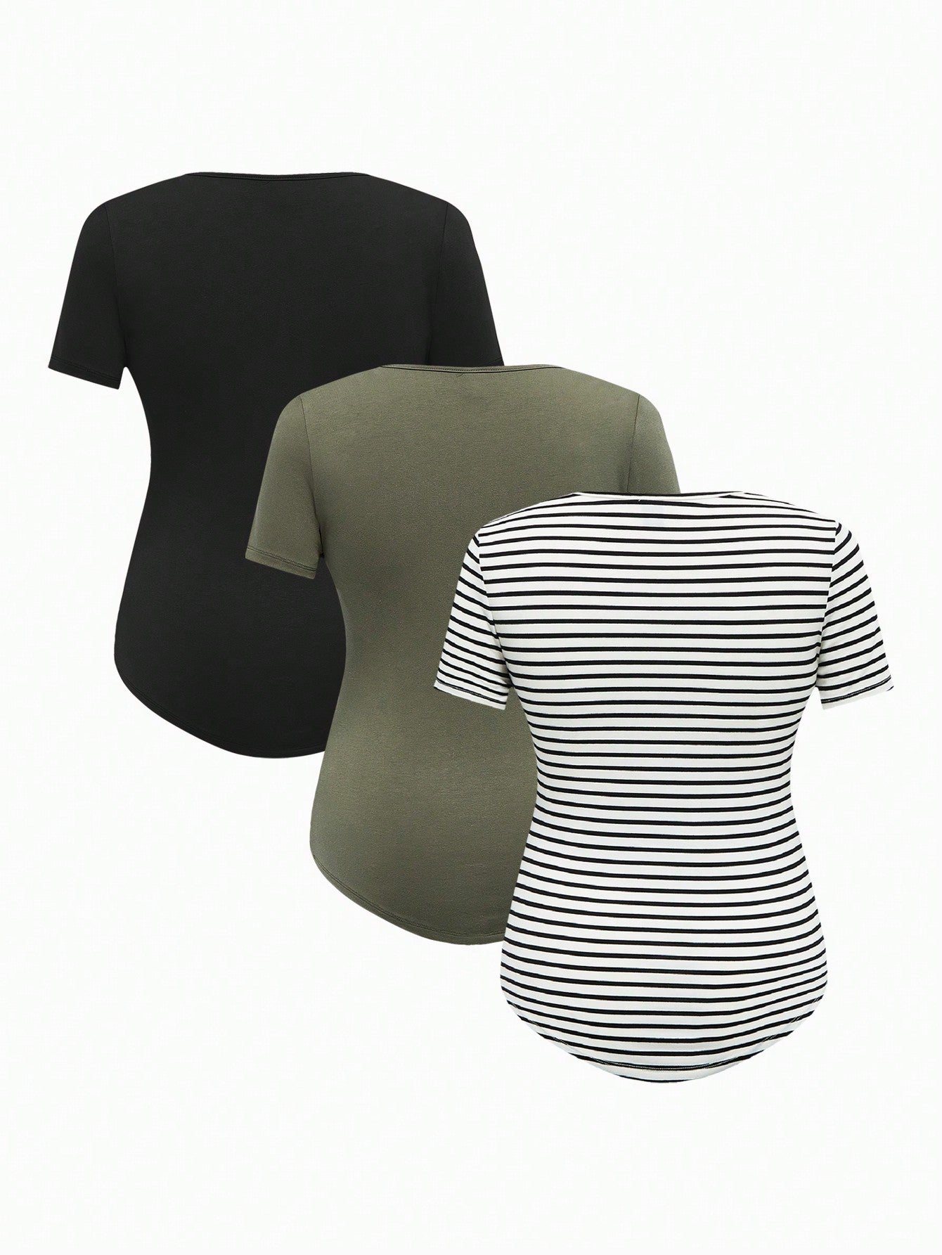 Modmama Maternity Summer Casual Nursing Clothes Round Neck Short Sleeve Slim Fit T-Shirt