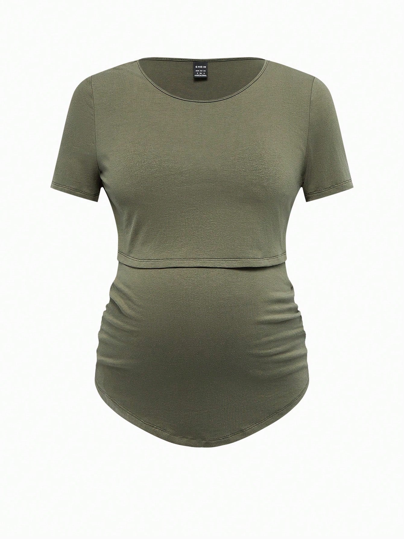 Modmama Maternity Summer Casual Nursing Clothes Round Neck Short Sleeve Slim Fit T-Shirt