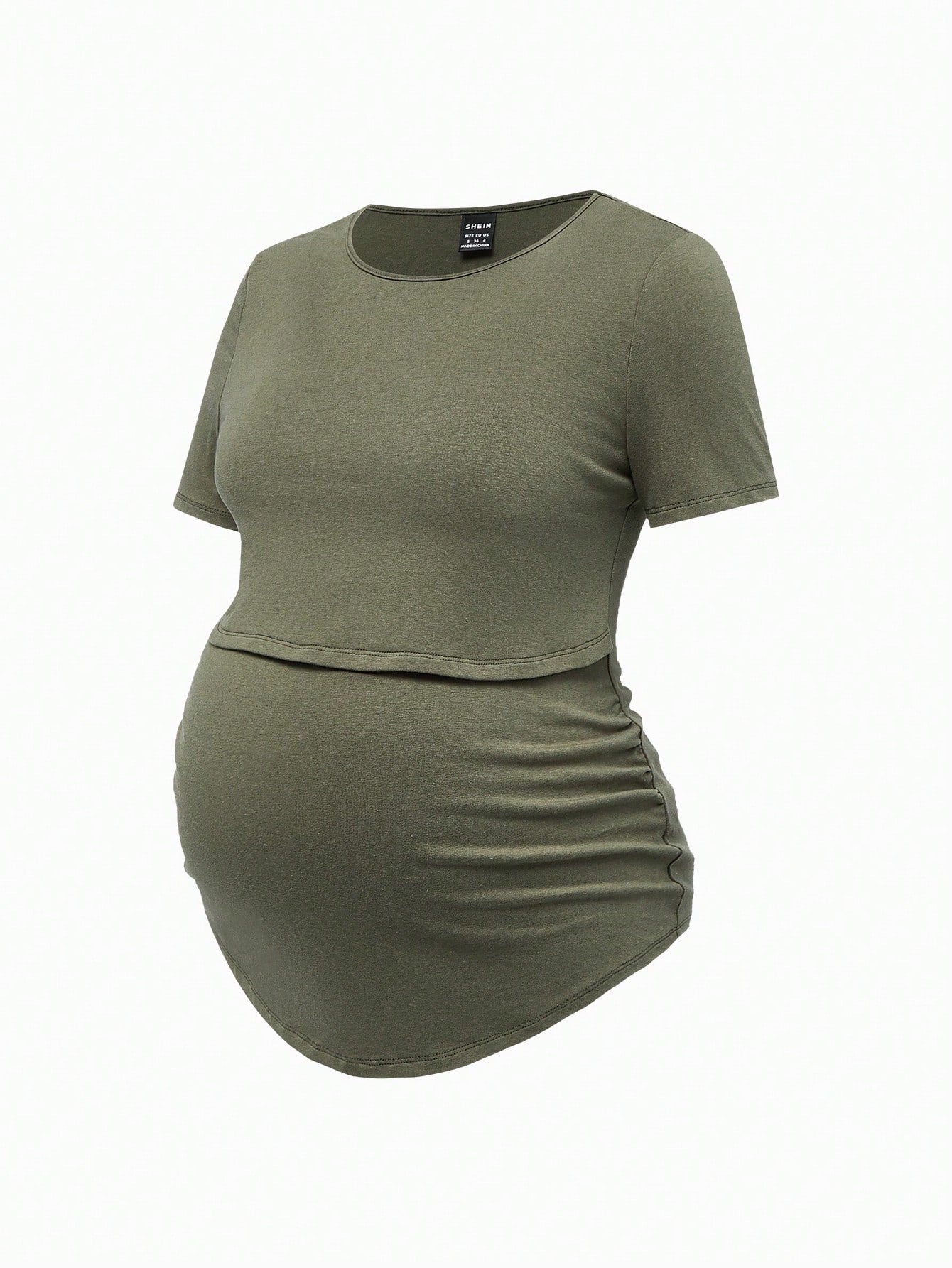 Modmama Maternity Summer Casual Nursing Clothes Round Neck Short Sleeve Slim Fit T-Shirt