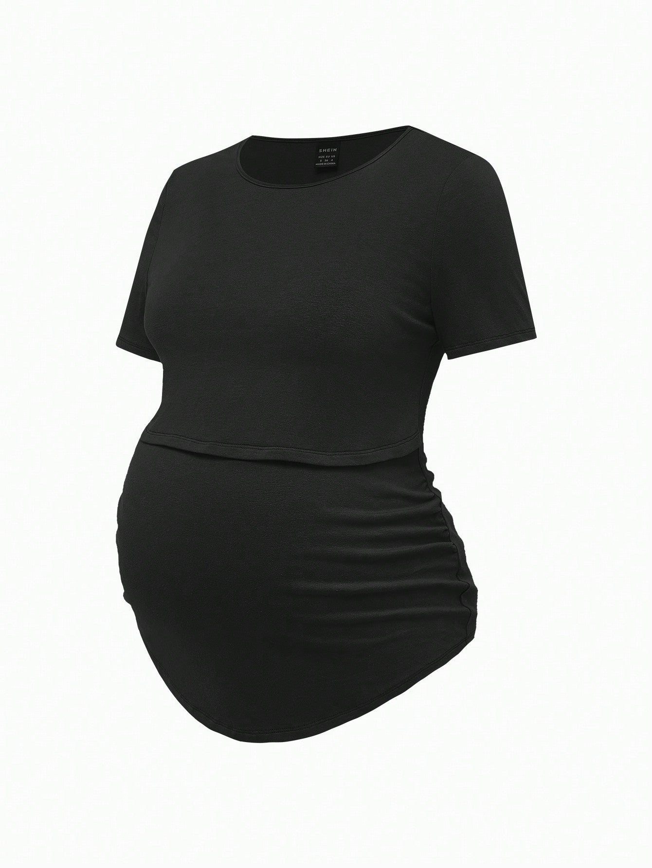 Modmama Maternity Summer Casual Nursing Clothes Round Neck Short Sleeve Slim Fit T-Shirt