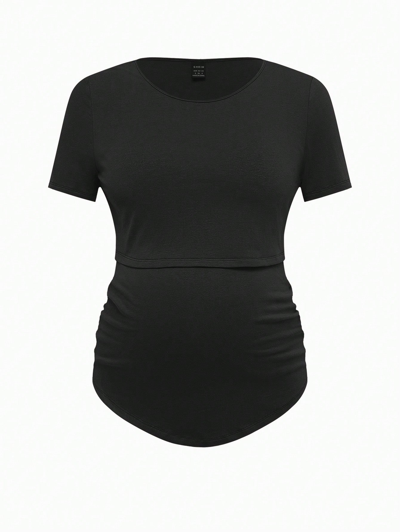 Modmama Maternity Summer Casual Nursing Clothes Round Neck Short Sleeve Slim Fit T-Shirt