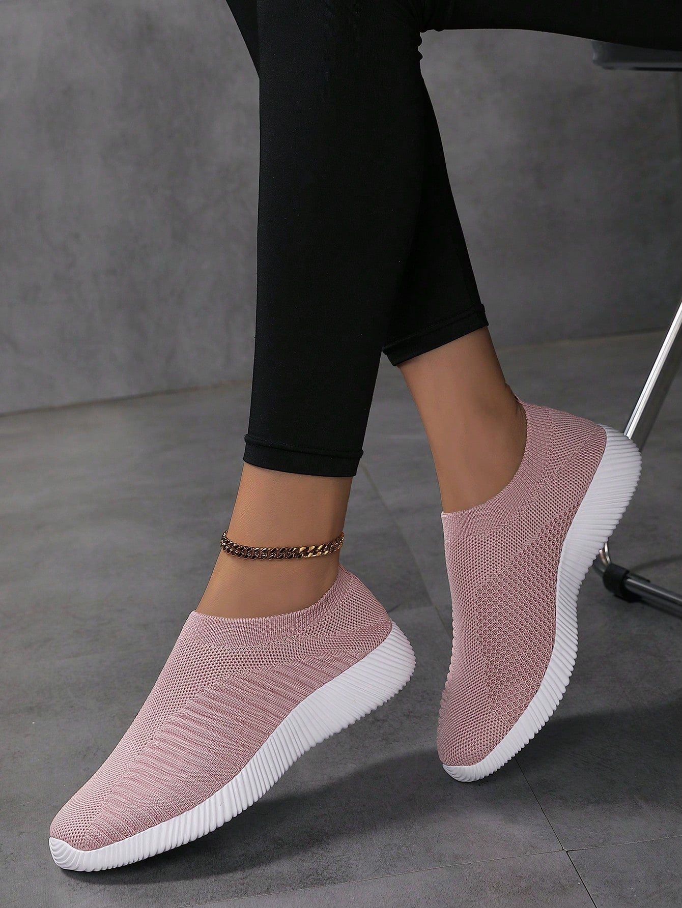 Women's Breathable Knit Casual Flat Loafers, Lightweight & Comfortable Slip-On Shoes, White