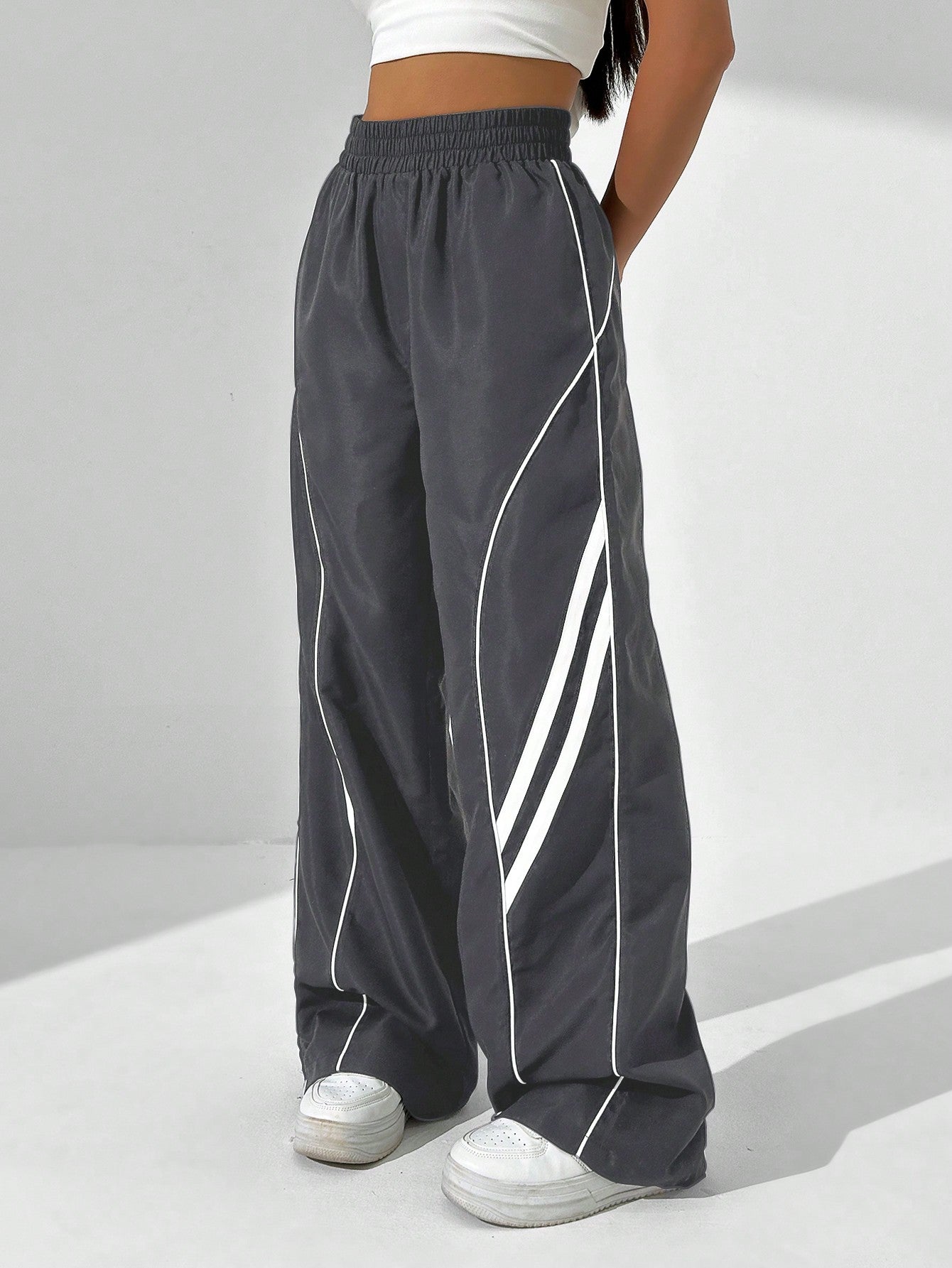 HypeZone Women's Casual Colorblock Patchwork Long Pants