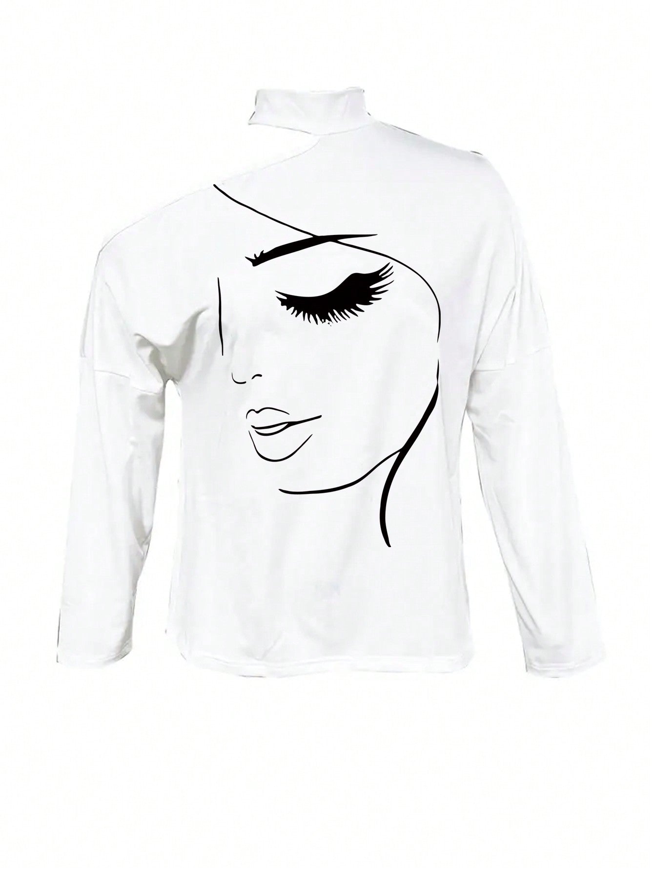 INAWLY Women's Spring Casual Asymmetrical T-Shirt With Character Print And Stand Collar Graphic Tees Women Tops