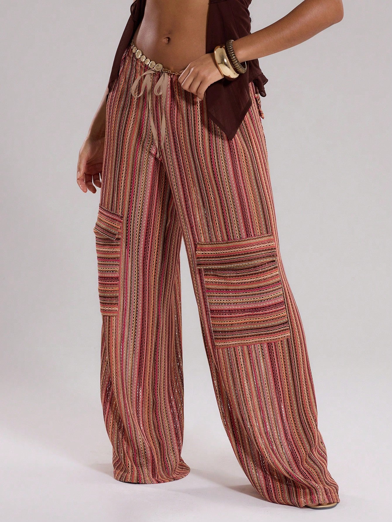 MUSERA Crocket Pocket Low Rise Wide Leg Trouser