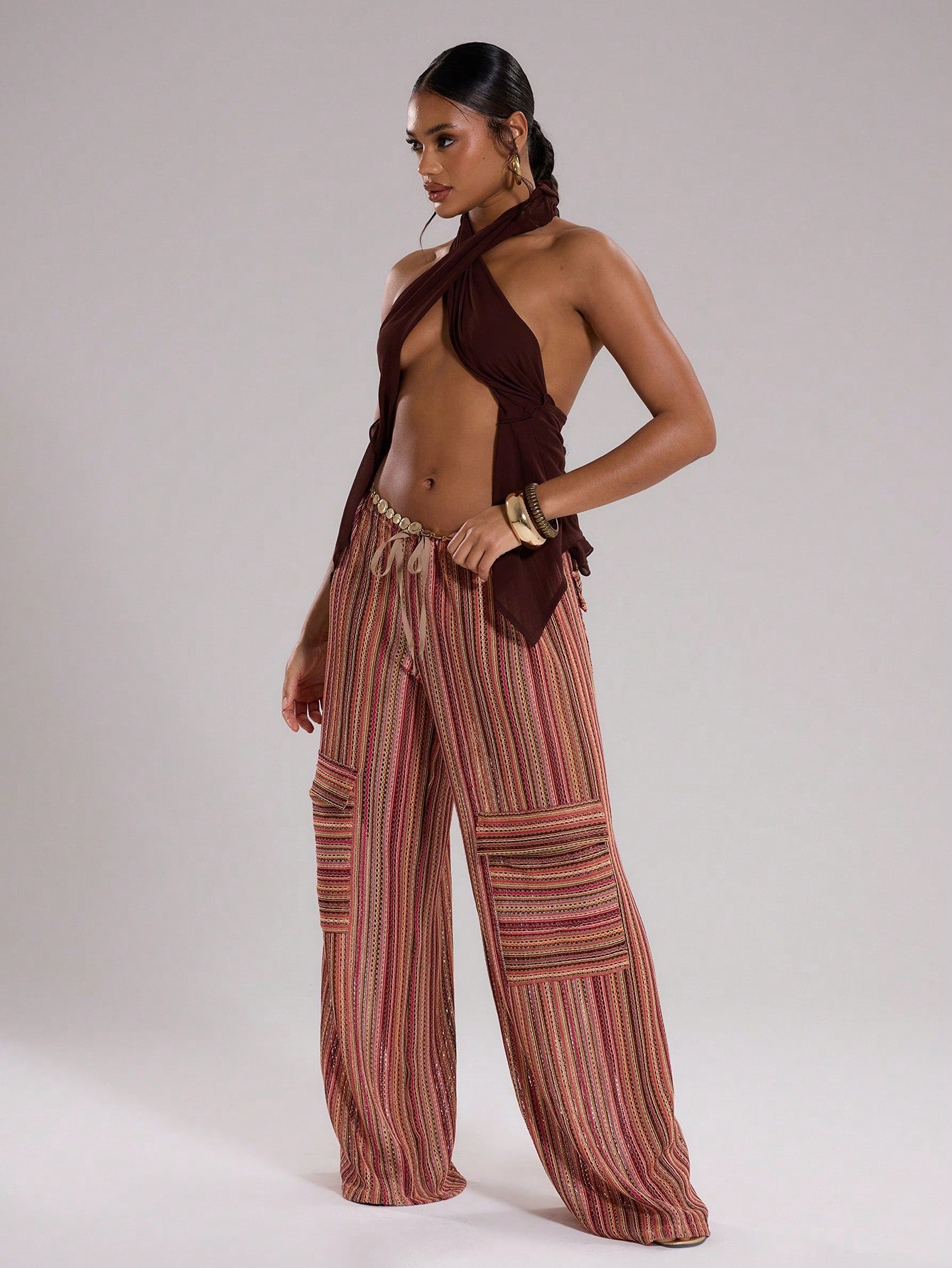 MUSERA Crocket Pocket Low Rise Wide Leg Trouser