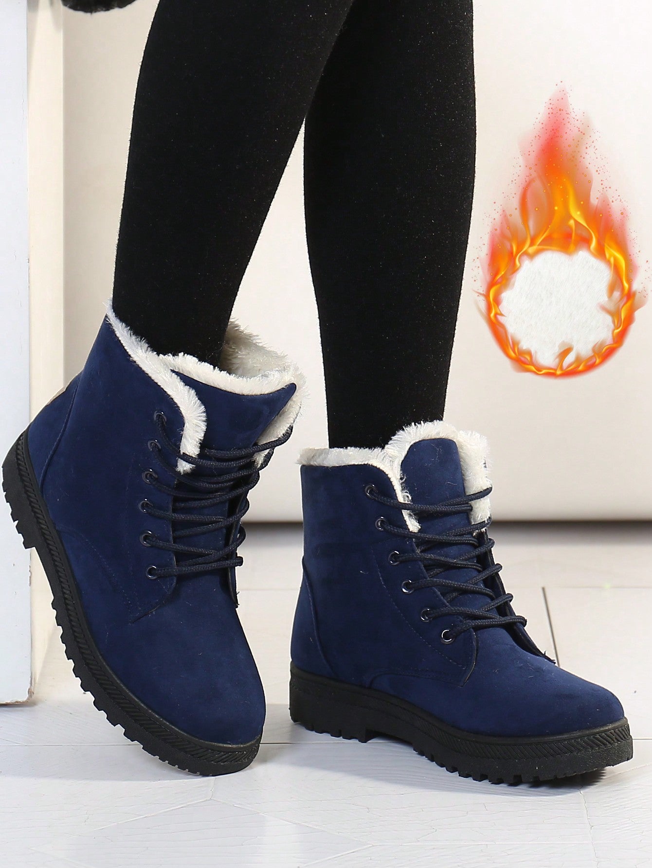 Women's Short Snow Boots, Size 35-44, Warm, Anti-Slip, Round Toe, Plus Size, Lightweight, High-Top, Flat Heels, Casual Mid-Aged Female Shoes