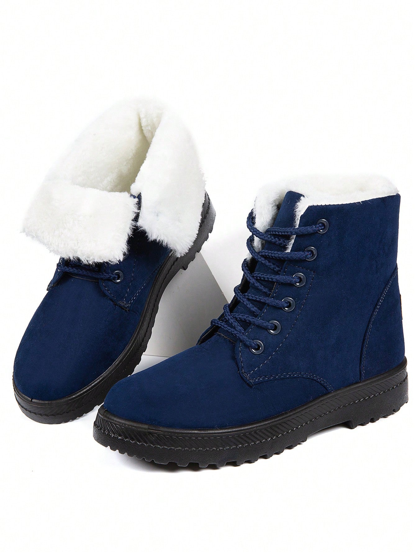 Women's Short Snow Boots, Size 35-44, Warm, Anti-Slip, Round Toe, Plus Size, Lightweight, High-Top, Flat Heels, Casual Mid-Aged Female Shoes