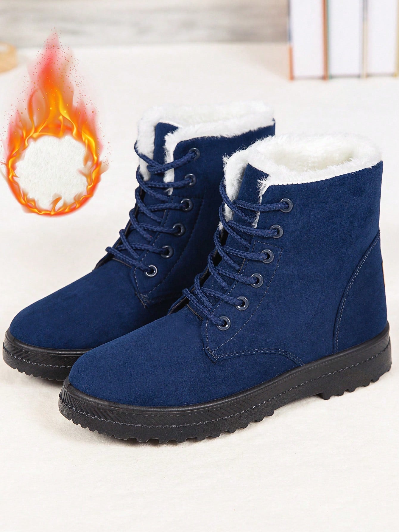 Women's Short Snow Boots, Size 35-44, Warm, Anti-Slip, Round Toe, Plus Size, Lightweight, High-Top, Flat Heels, Casual Mid-Aged Female Shoes