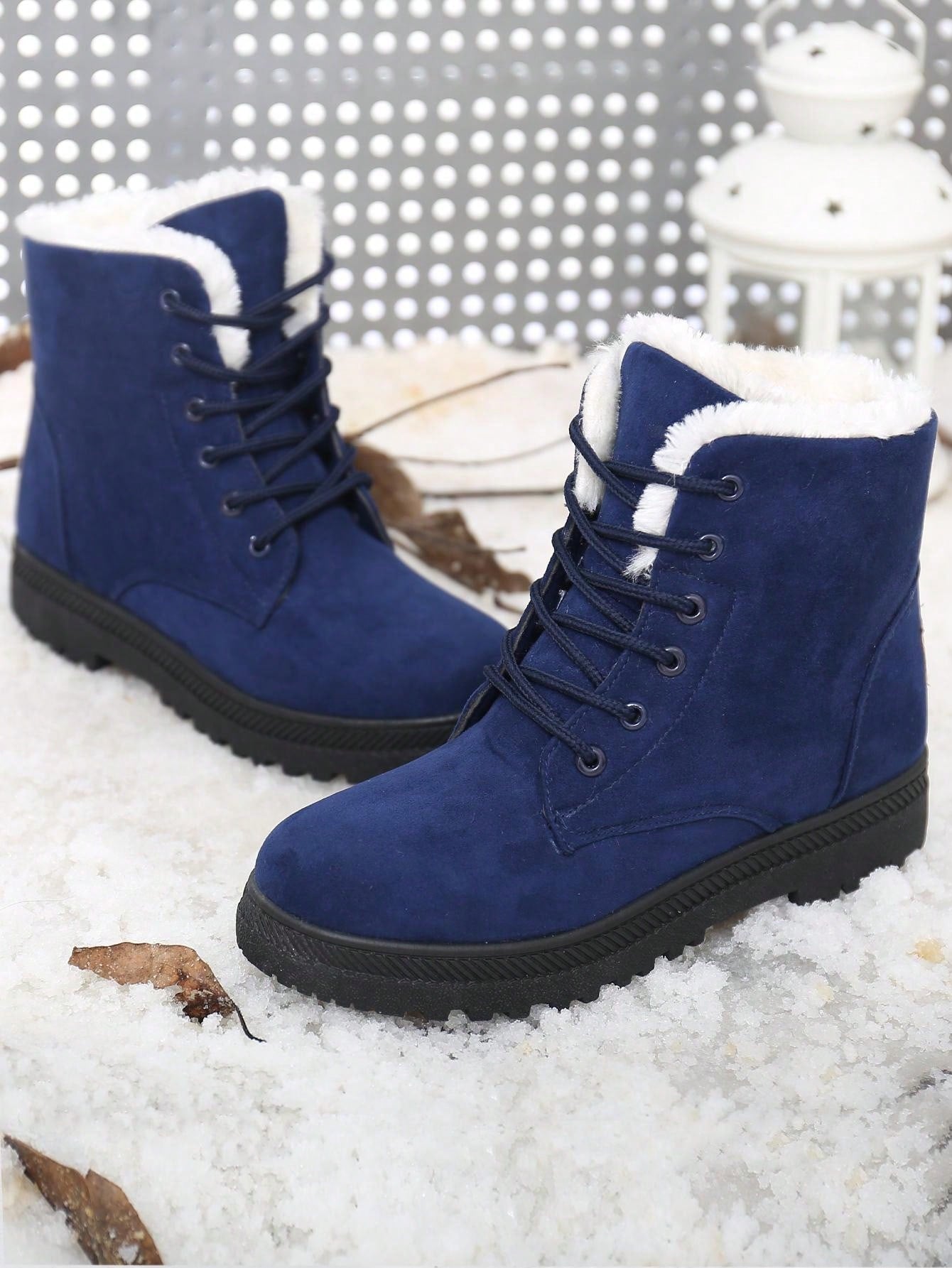 Women's Short Snow Boots, Size 35-44, Warm, Anti-Slip, Round Toe, Plus Size, Lightweight, High-Top, Flat Heels, Casual Mid-Aged Female Shoes