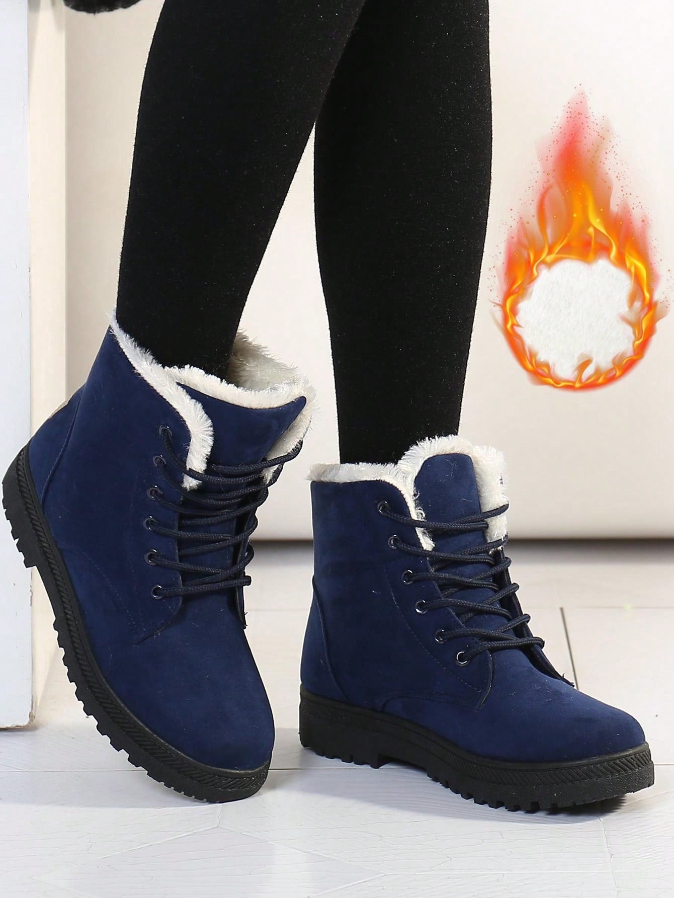 Women's Short Snow Boots, Size 35-44, Warm, Anti-Slip, Round Toe, Plus Size, Lightweight, High-Top, Flat Heels, Casual Mid-Aged Female Shoes