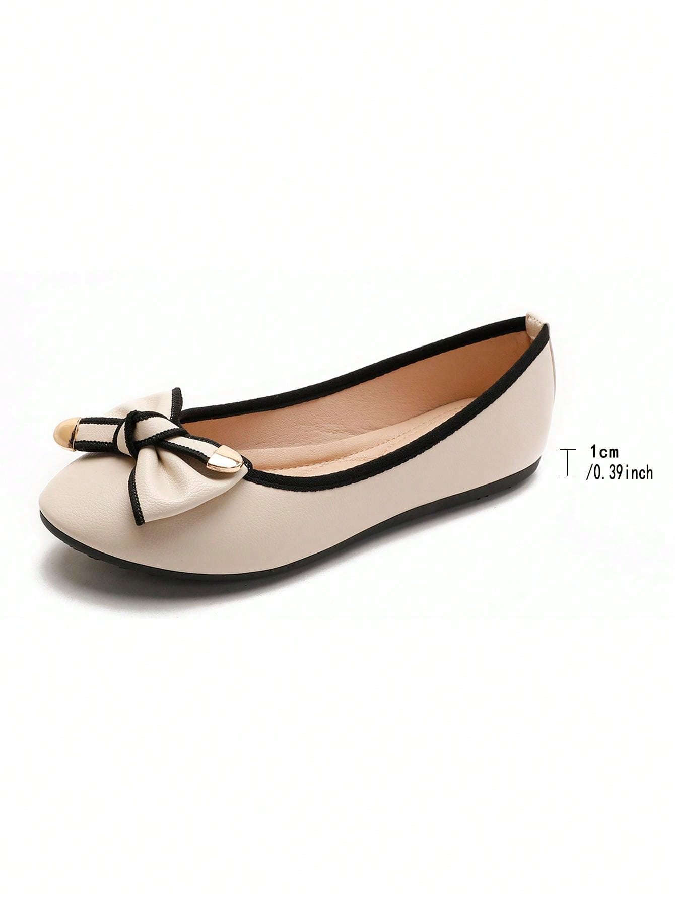 Flat Shoes With Bowknot Shallow Mouth Pea Shoes, 2024 Summer Wide And Thin Fashionable And Sexy Shoes For Outdoor, Soft White Shoes For All Seasons With Round Toe