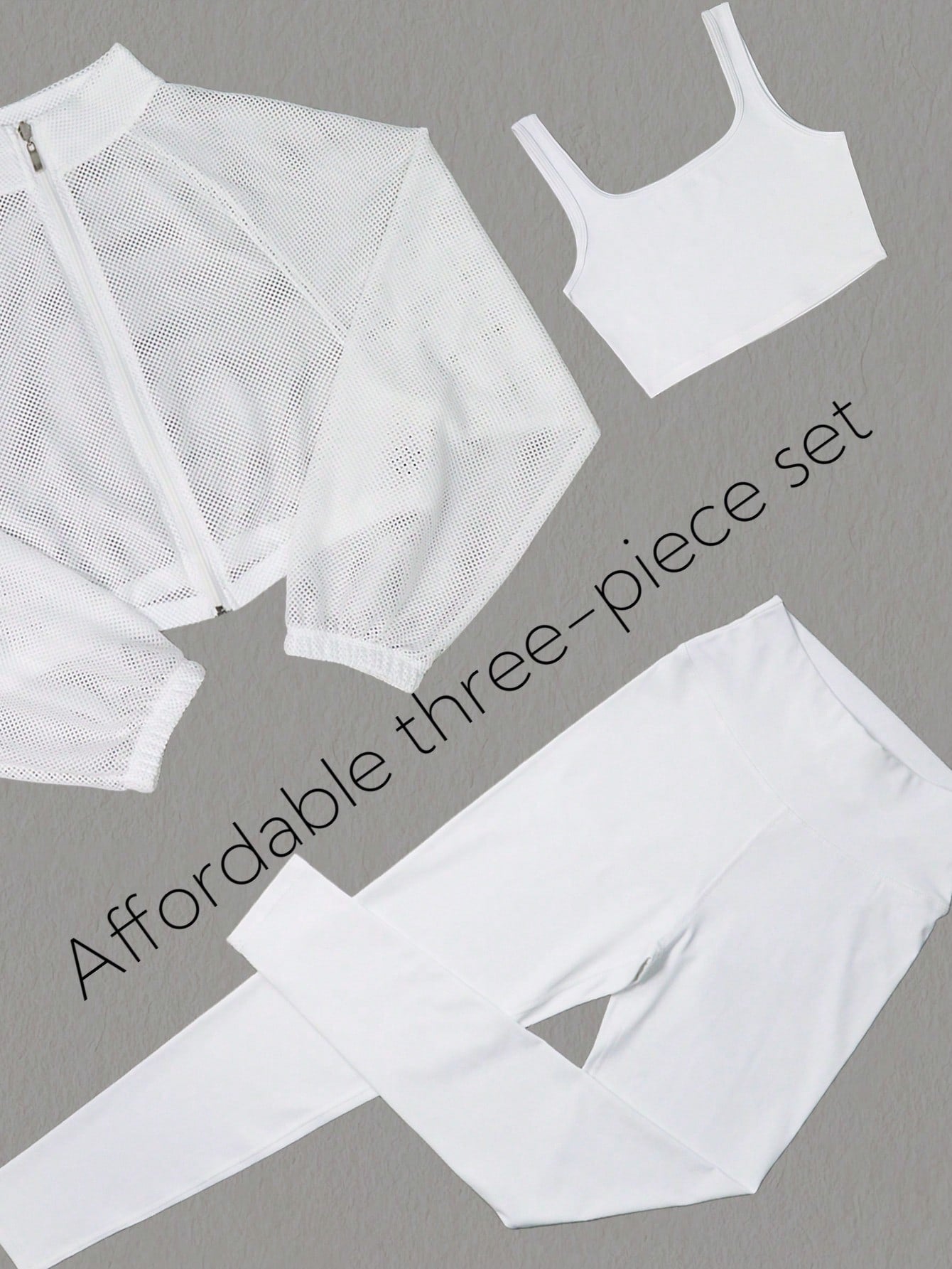 Sport Easify Women Sports Sexy Three-Piece Set High Neck Perspective Long Sleeve Jacket, Sports Tight Vest, High Waisted Leggings, Suitable & Running, Fitness, Exercise, Outdoor Activities Waisted Leggings, Suitable For Running, Fitness, Exercise, Leggi