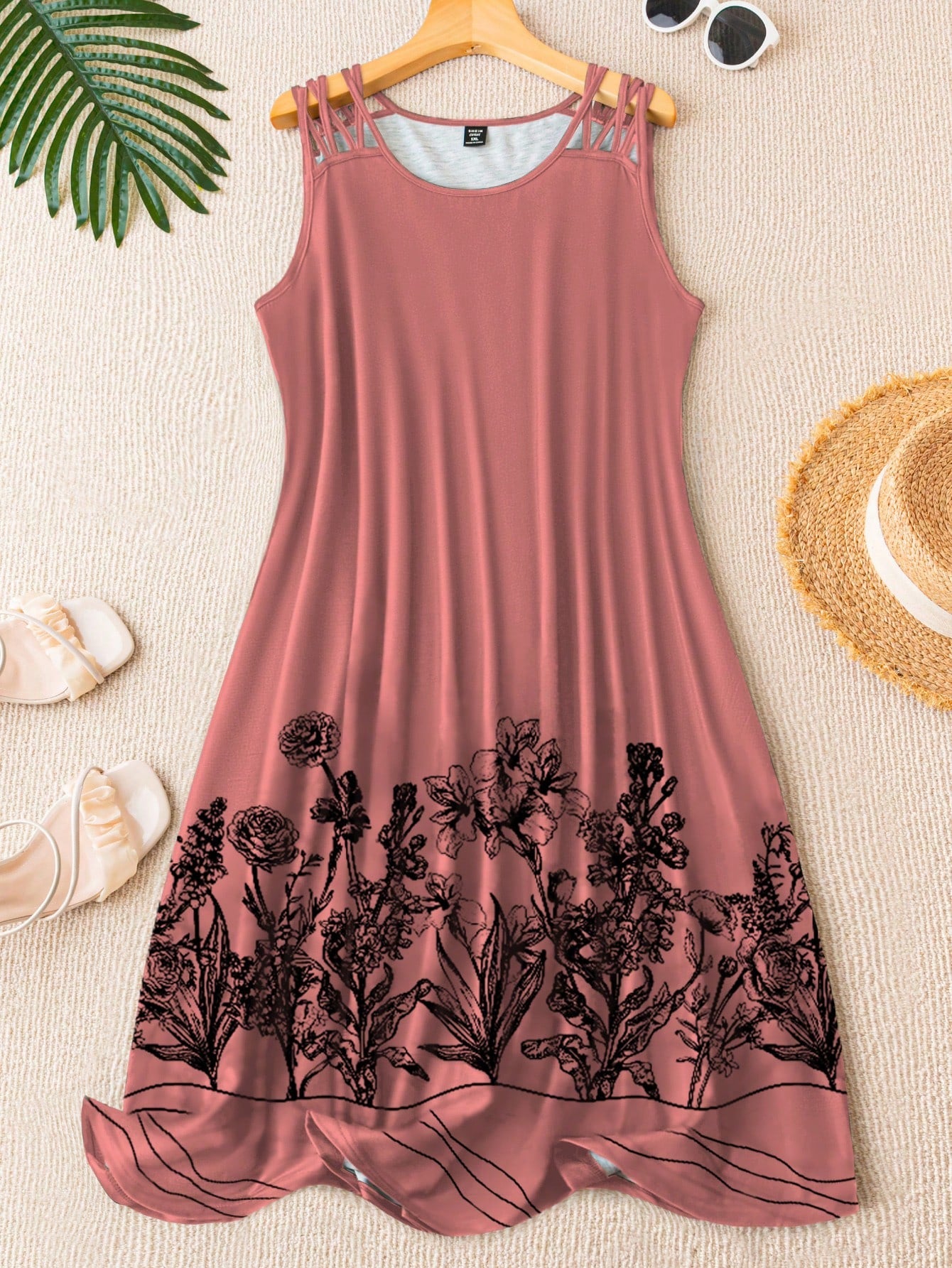 LUNE Plus Size Women Fashionable Summer Elegant Printed Sleeveless Dress