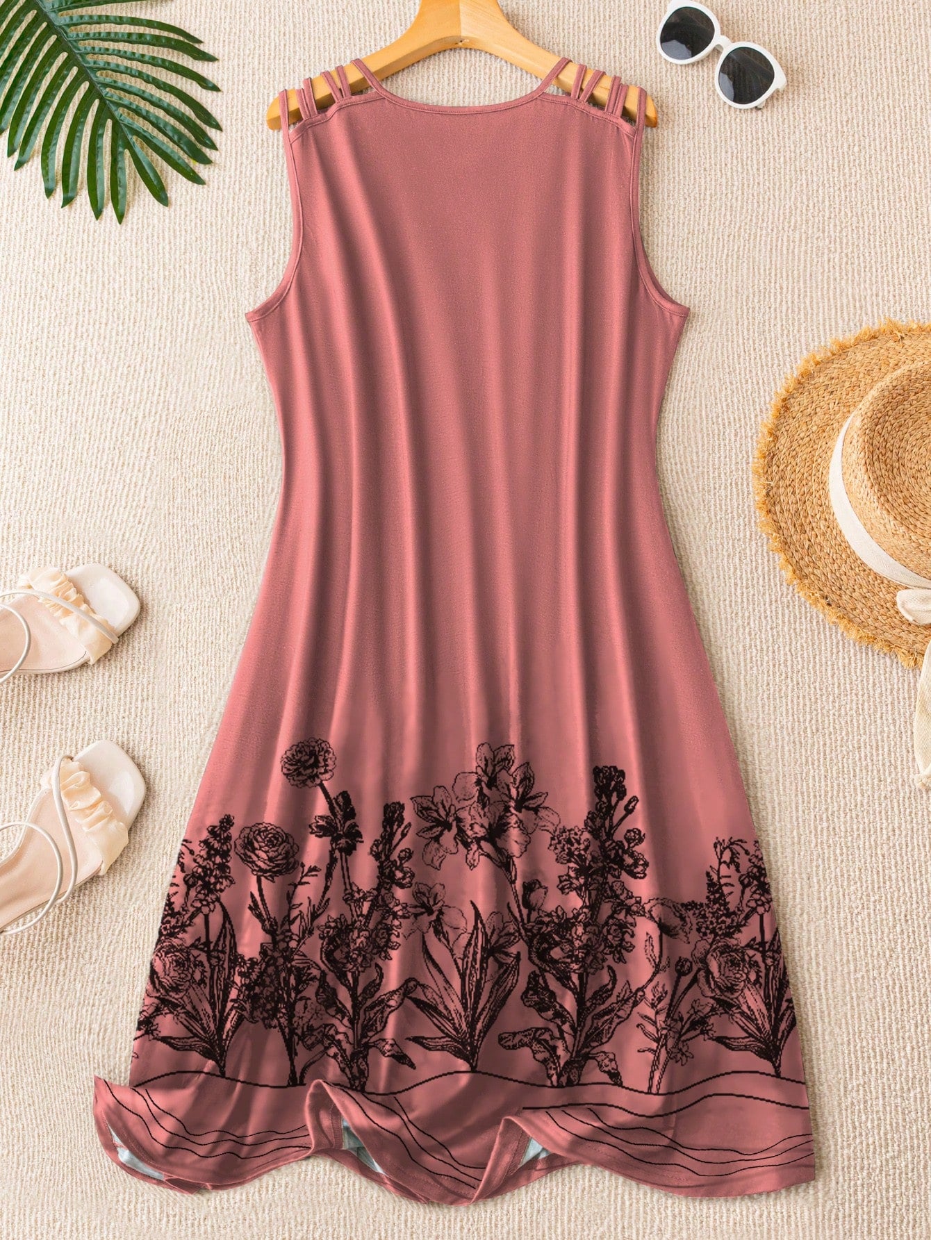 LUNE Plus Size Women Fashionable Summer Elegant Printed Sleeveless Dress