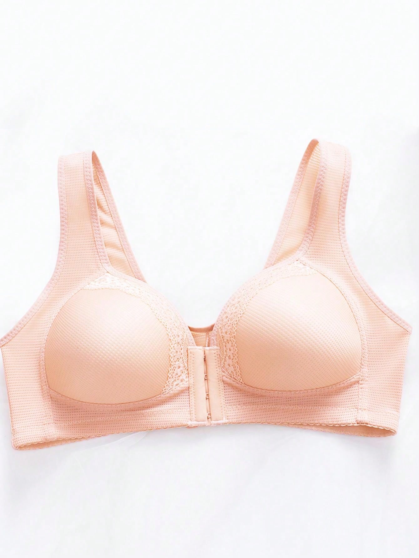 Women Front Closure Wireless Bra, Comfortable Breathable Front-Closure Simple Bra, Lingerie