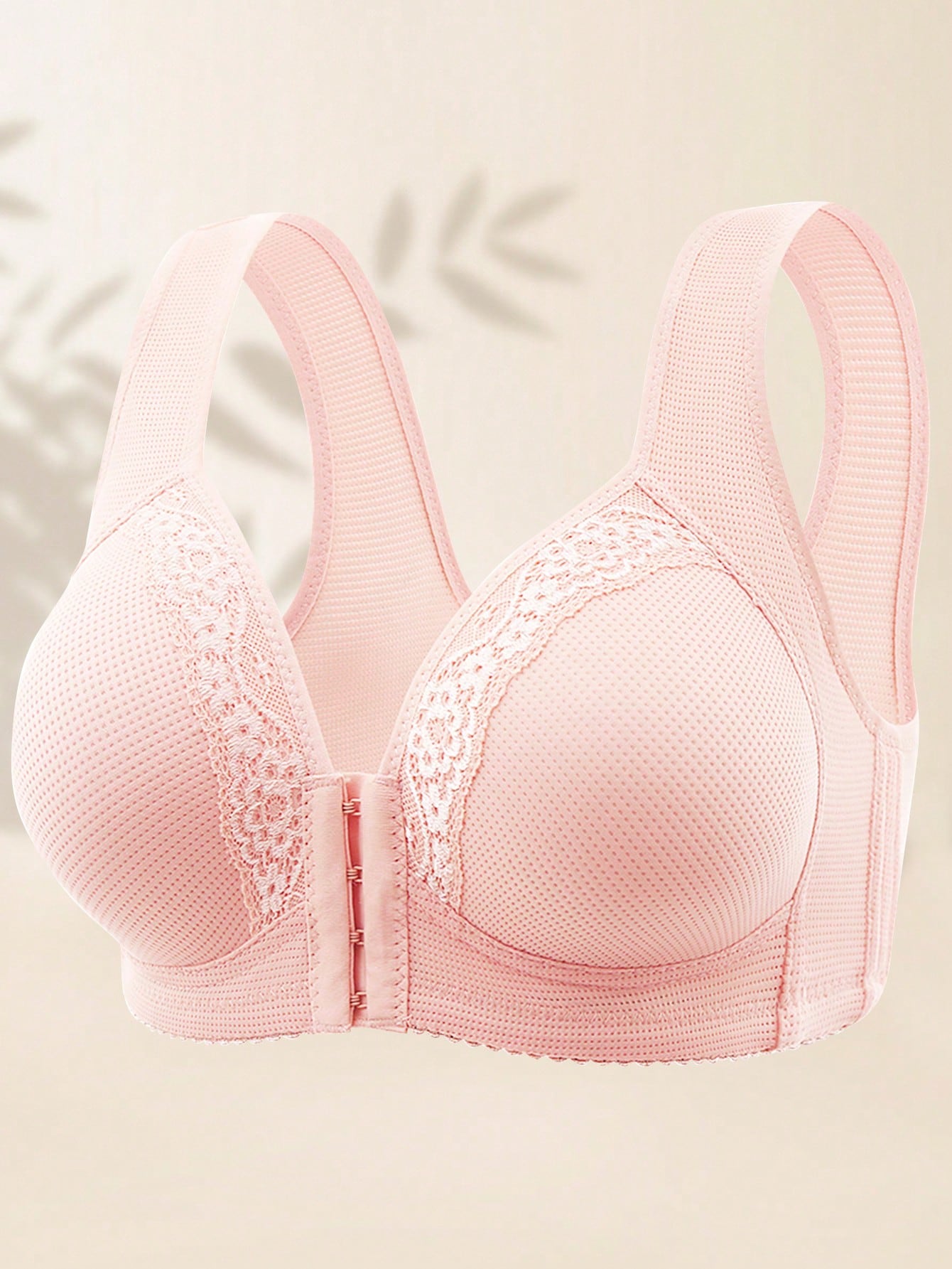 Women Front Closure Wireless Bra, Comfortable Breathable Front-Closure Simple Bra, Lingerie