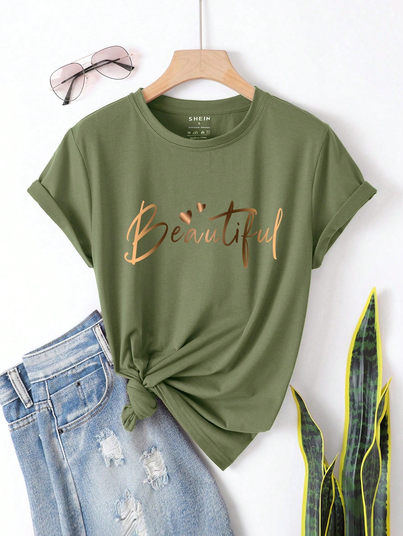 INAWLY Women's Letter Print Short Sleeve T-Shirt, Graphic Women Tee Graphic Tees Women Tops